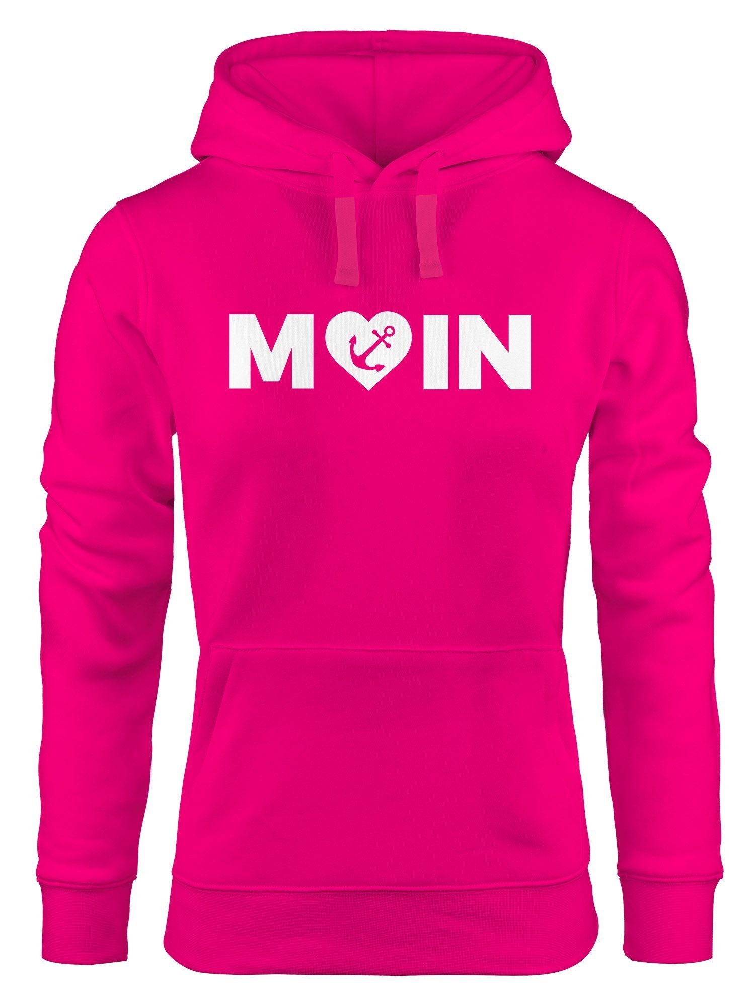 MoonWorks Hoodie Cooler Kapuzen-Pullover Damen Moin Love Herz mit Anker Nordsee Hoodie Moonworks® pink