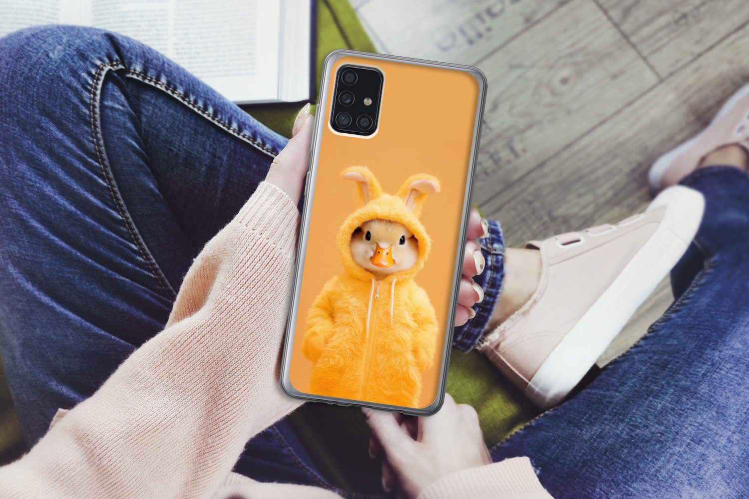 MuchoWow Handyhülle für Samsung Galaxy A52 5G Osterhase - Kostüm - Ente, Smartphone-Bumper, Print, Handy Schutzhülle Dünn