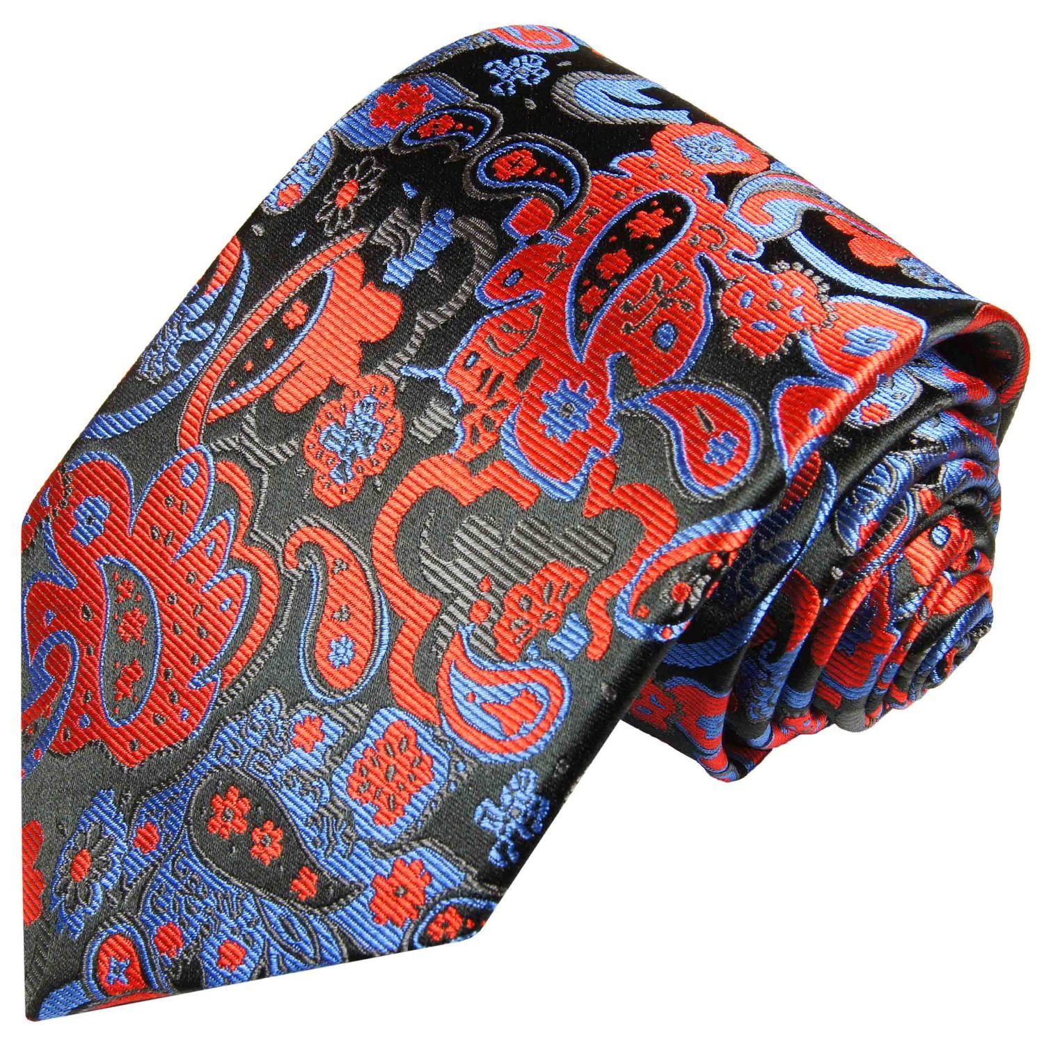 Paul Malone Krawatte »Elegante Seidenkrawatte Herren Schlips modern paisley  brokat 100% Seide« Schmal (6cm), rot schwarz blau 885