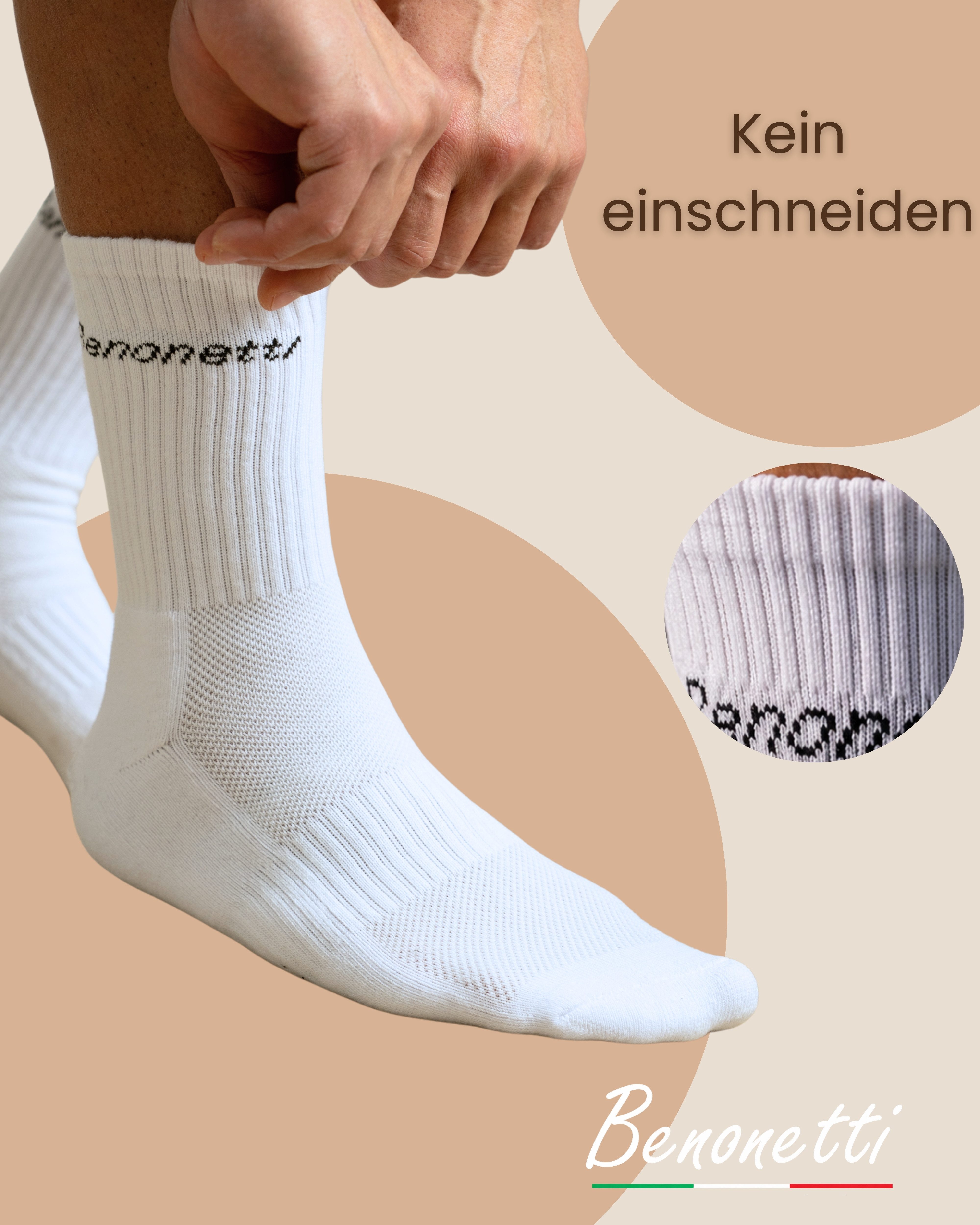 Benonetti Tennissocken für Damen und Herren – Bequeme Sport&Laufsocken (3-Paar) Robust & Langlebig - Optimale Kompression - verursacht keine Blasen