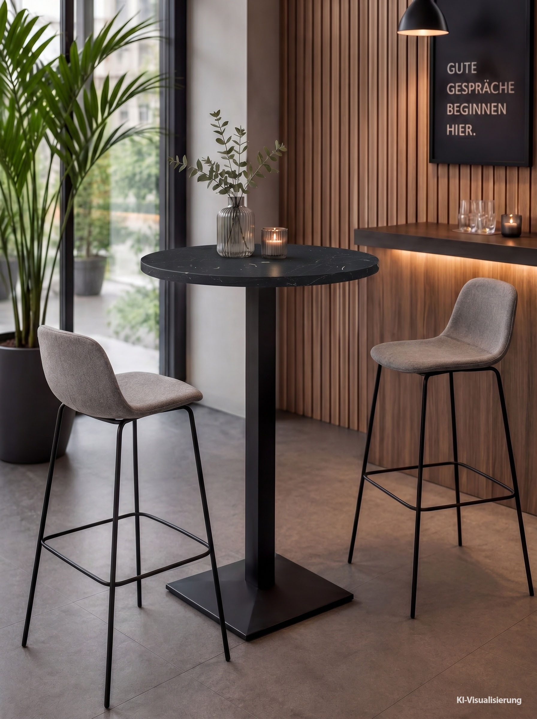 Mäusbacher Bistrotisch Big Bistro Metall, Quadrat-Säulengestell, runde Platte Ø 70 cm x H 105 cm