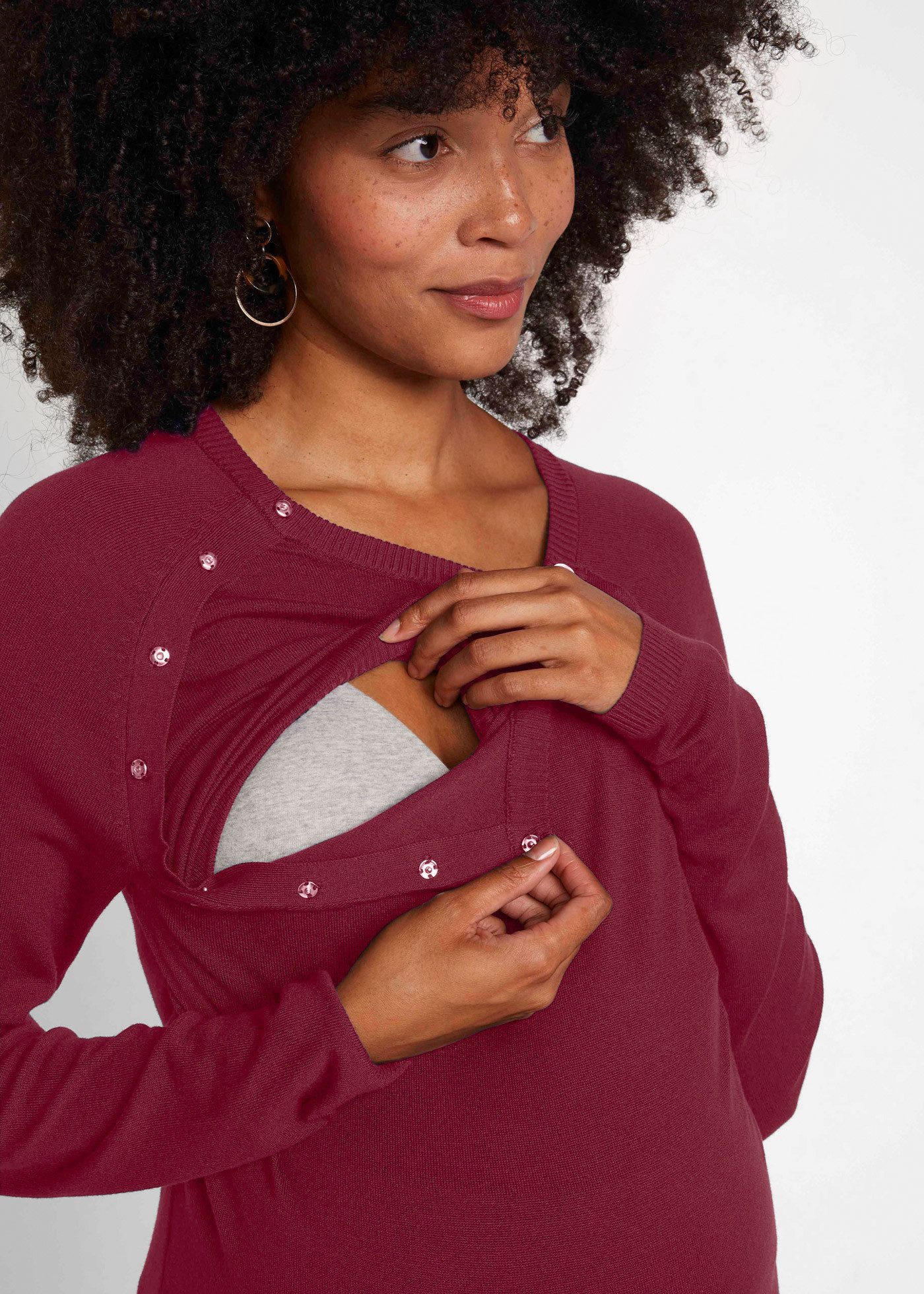 bonprix 2-in-1 Nursing Sweater: Maternity and Nursing Sweater in Fine Knit