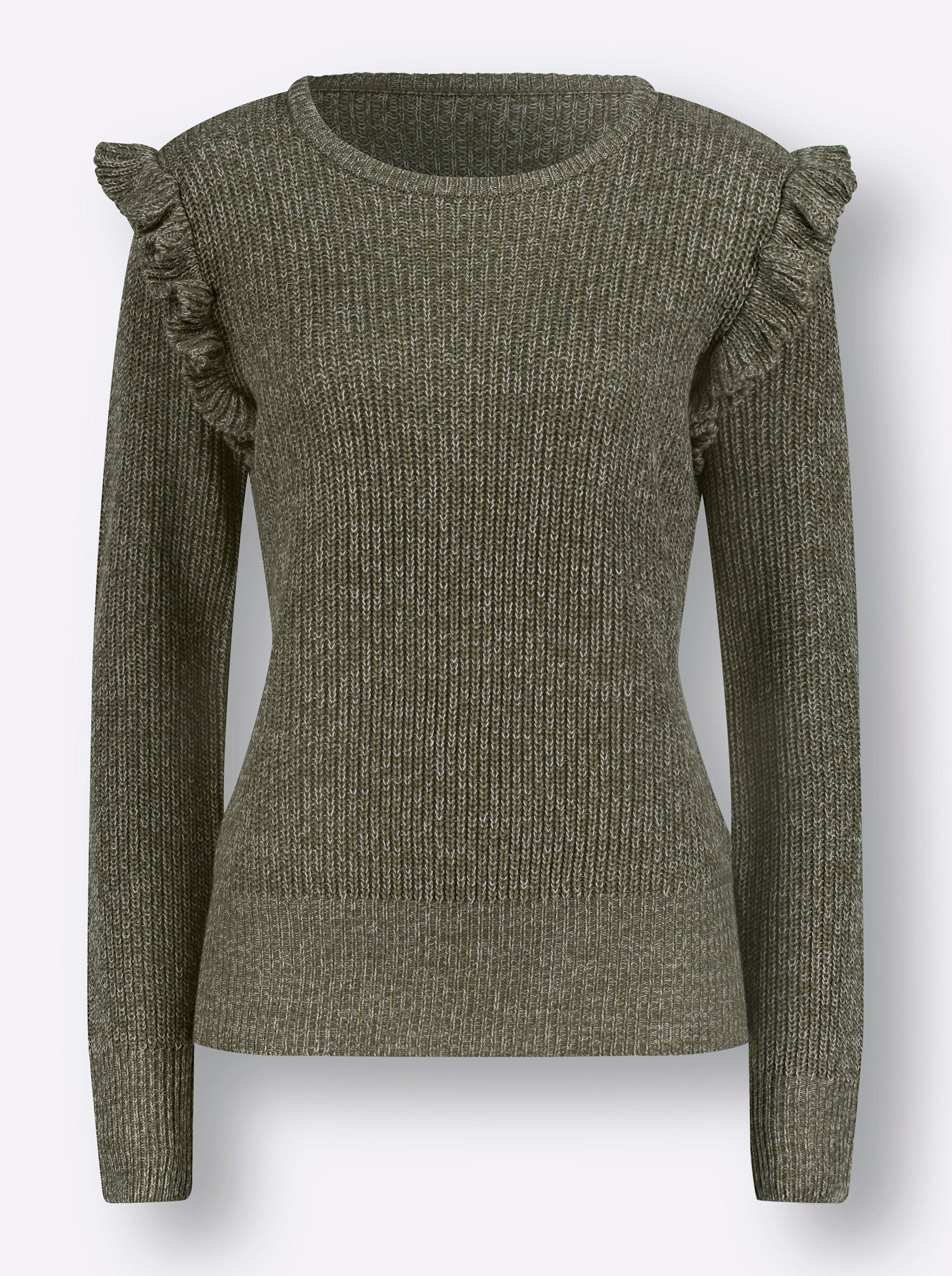 Strickpullover Rundhals-Pullover Langarm Struktur
