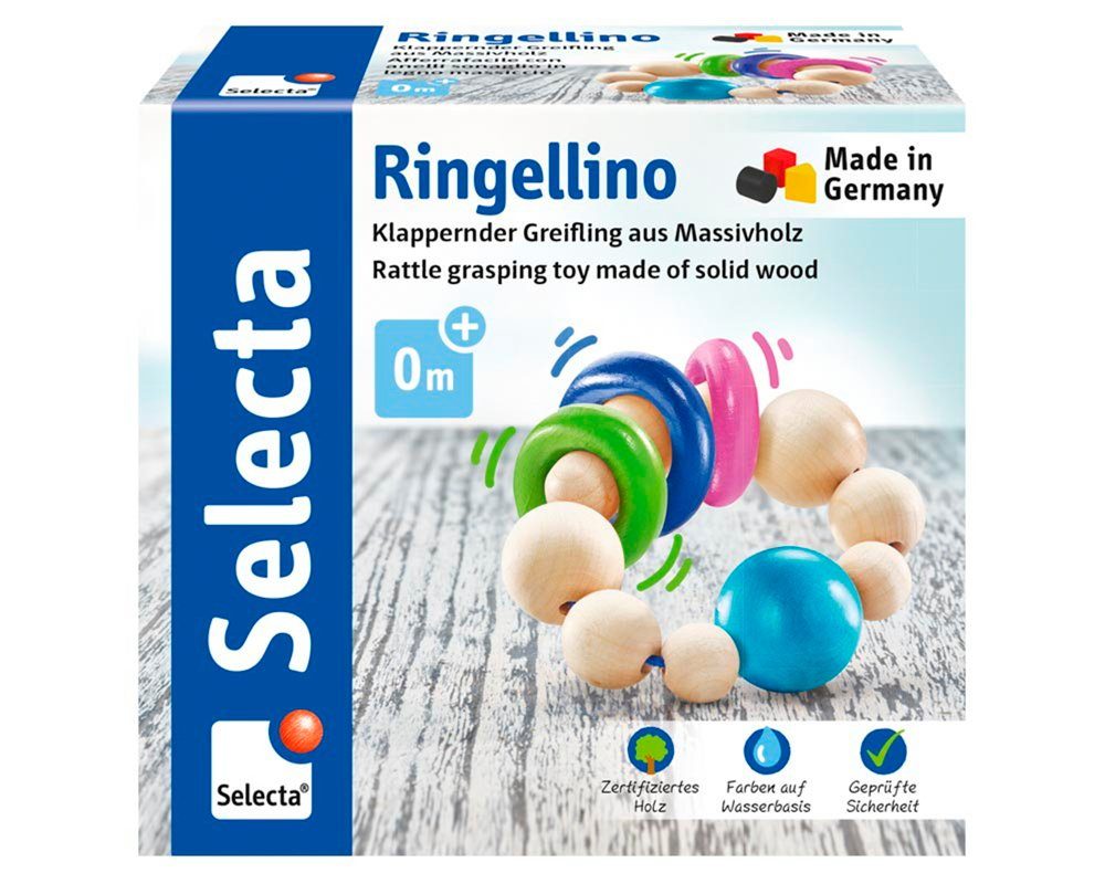 Selecta Greifling Selecta Babywelt Holz Greifling Ringellino klappernder Greifling 61070