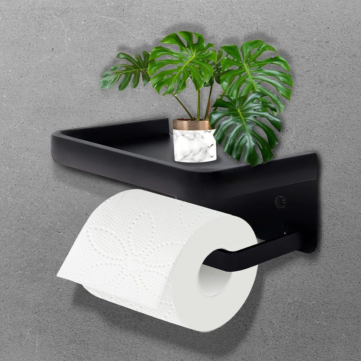 Jormftte Toilettenpapierhalter Toilettenpapierhalter,Selbstklebend Klopapierhalter für Badezimmer Schwarz