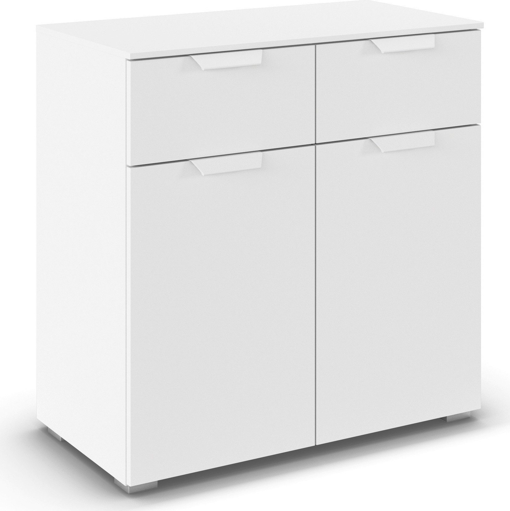 rauch Kombikommode Sideboard Schubladenkommode COSTA mit farblich passenden Metallgriffen (in 2 Griff-Farben, Breite 80 cm), mit 2 Schubladen und 1 verstellbaren Einlegeboden MADE IN GERMANY