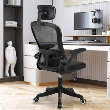 WILGOON Bürostuhl Ergonomisch Schreibtischstuhl mit Lendenwirbelstütze, Chefsessel 150kg, Verstellbarer Kopfstütze, Armlehnen, Drehstuhl Wippfunktion 90°-105°