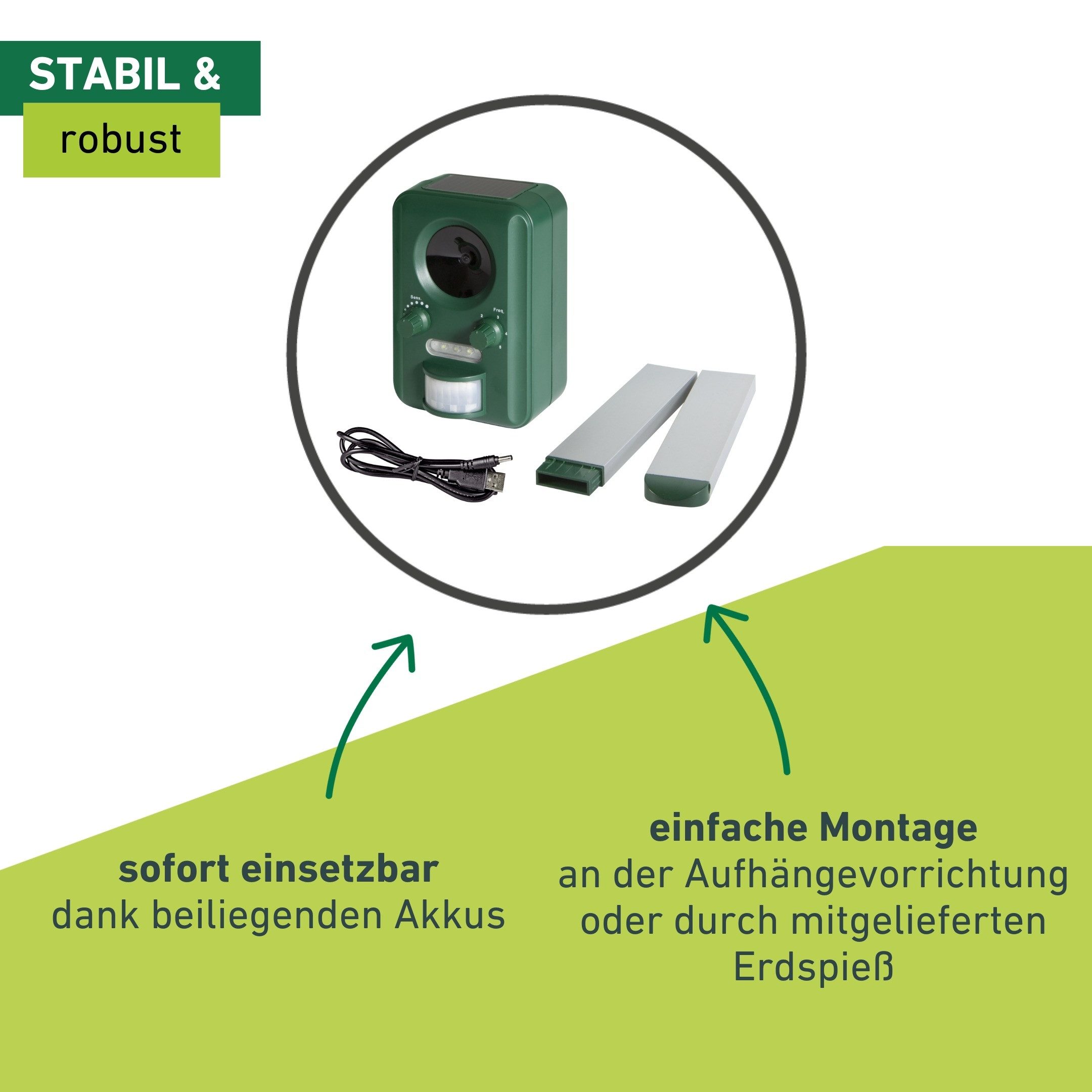 Windhager Ultraschall-Tierabwehr Gerät Outdoor, mit Solar oder Batterie, Tiervertreiber gegen Marder, Waschbären, Wirkungsbereich 60 m² – Bild 4 von 5