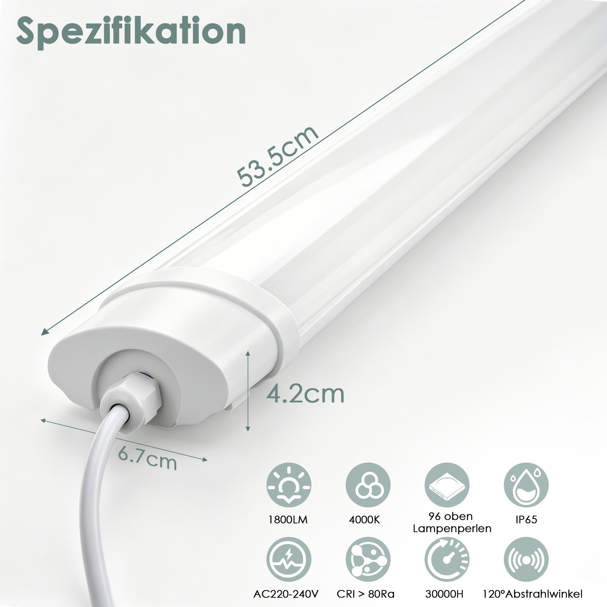 Lujasi LED Deckenleuchte 4er Pack LED Feuchtraumleuchte 90cm 24W - Feuchtraum Wannenleuchte, flimmerfrei, LED fest integriert, Neutralweiß, LED Röhre für Kellerlampe, Werkstattlampe, Küchenlampe, Badlampe