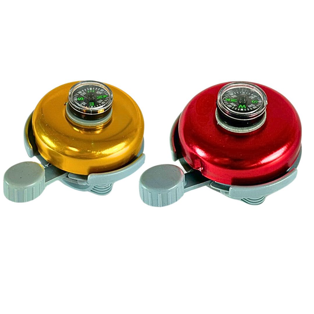 RACEL Fahrradklingel Fahrradklingel mit Kompass Fahrrad Glocke Handklingel Rot Zubehör, mit Kompass