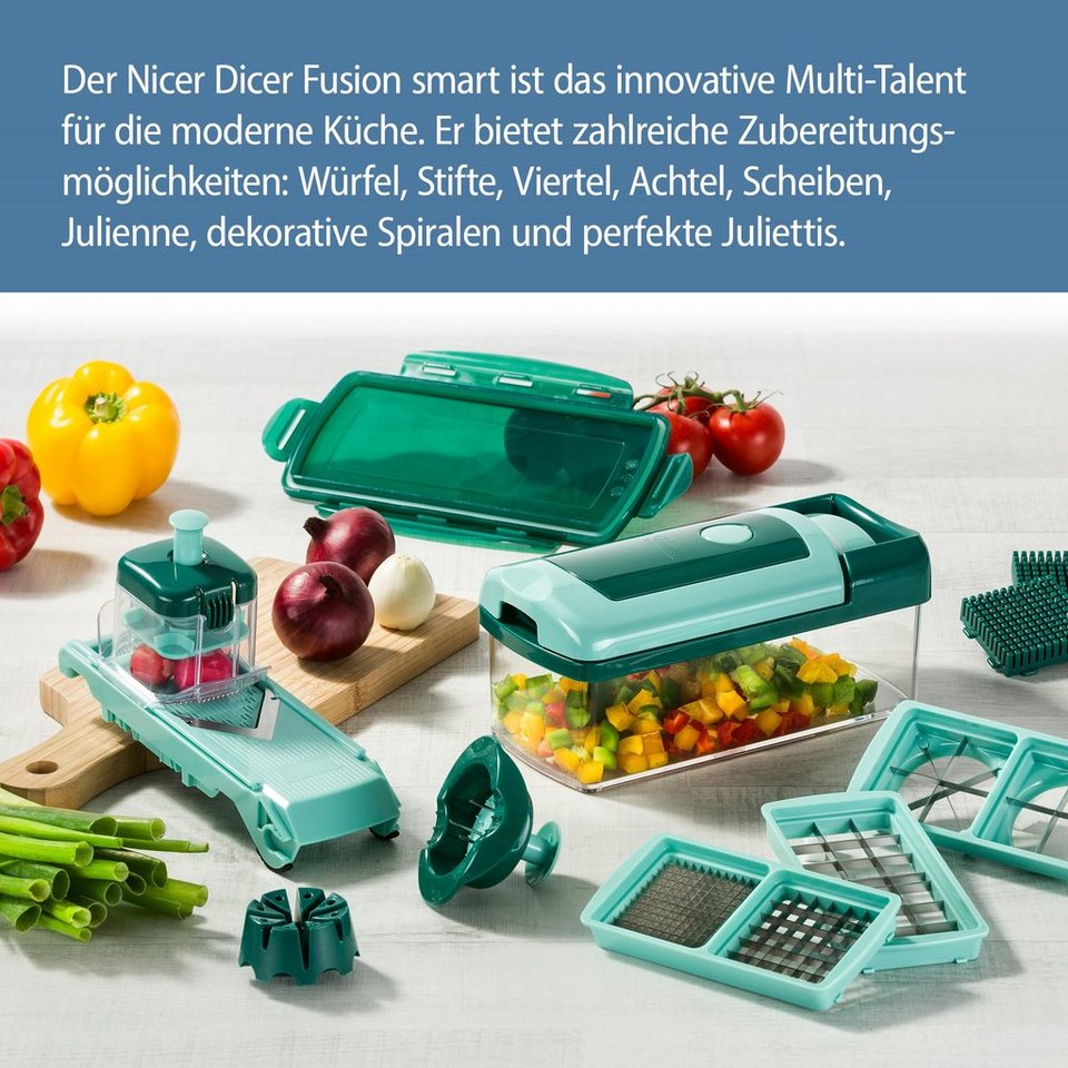 Genius Gemüseschneider Zerkleiner Nicer Dicer Fusion Smart Gemüsehobel manuell, Julietti Spiralschneider für Juliennes, Würfel, Krauthobel