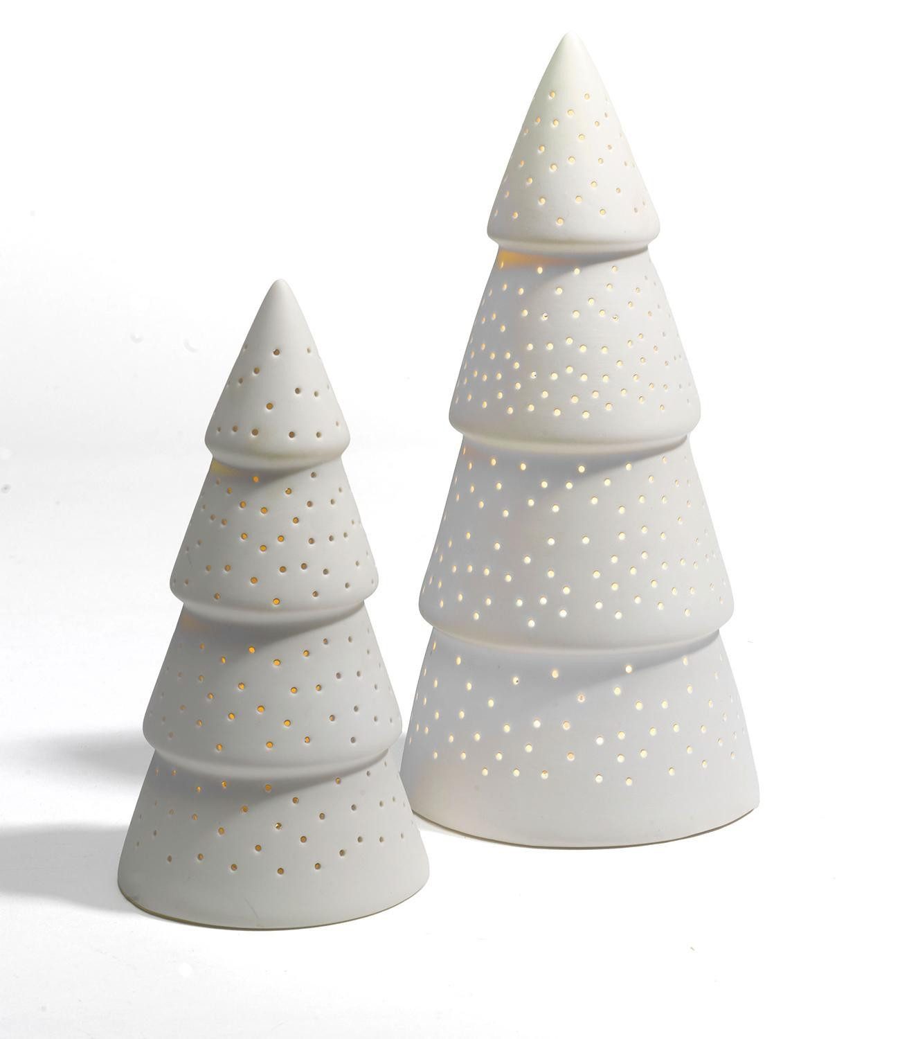 casa NOVA LED-Dekofigur Tannenbaum LIGHTUP, H 28,5 cm, Weiß, Polyresin, Bat günstig online kaufen