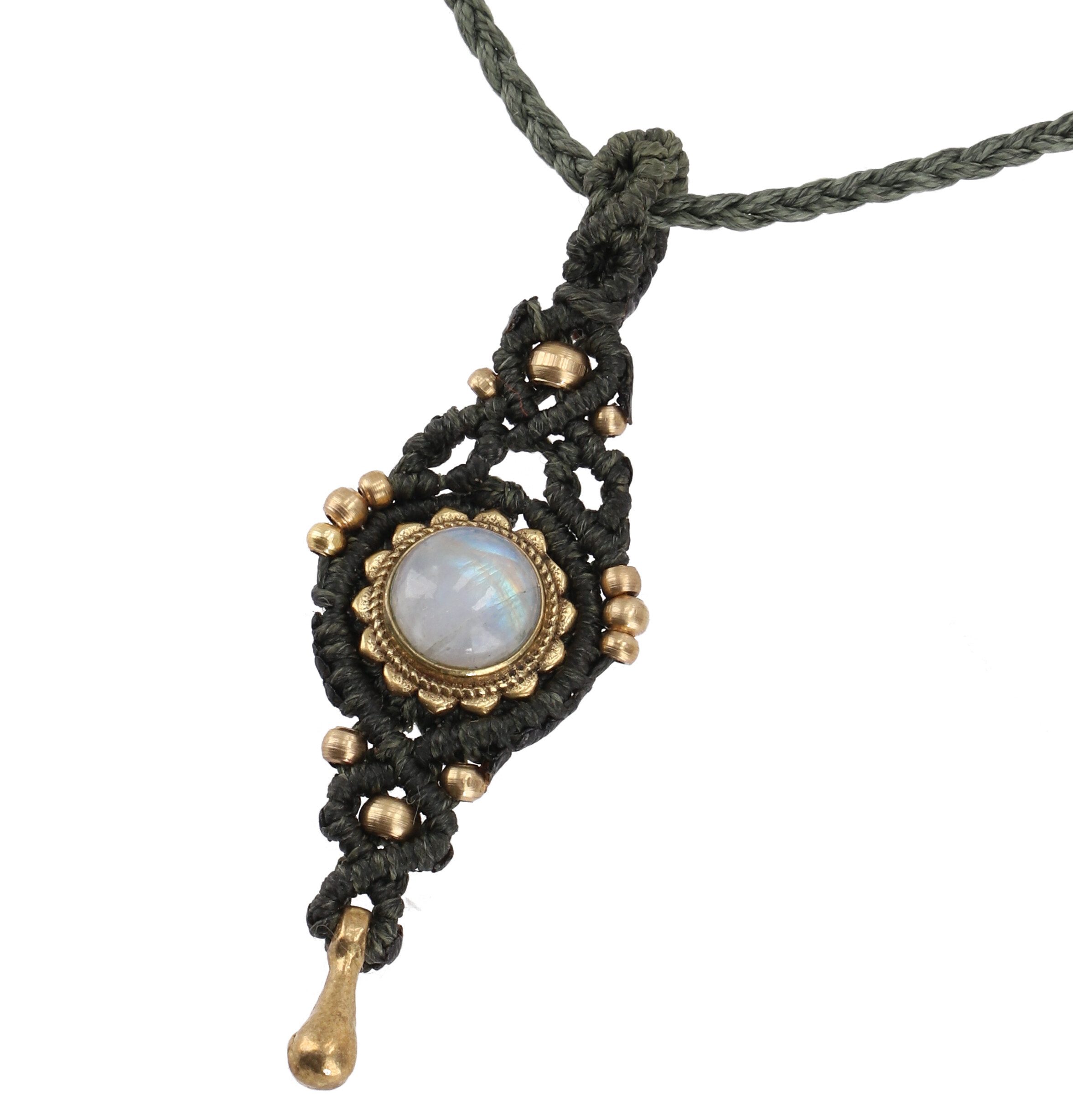 Guru-Shop Perlenkette Boho Makramee Halskette, Unikat Elfenschmuck,..