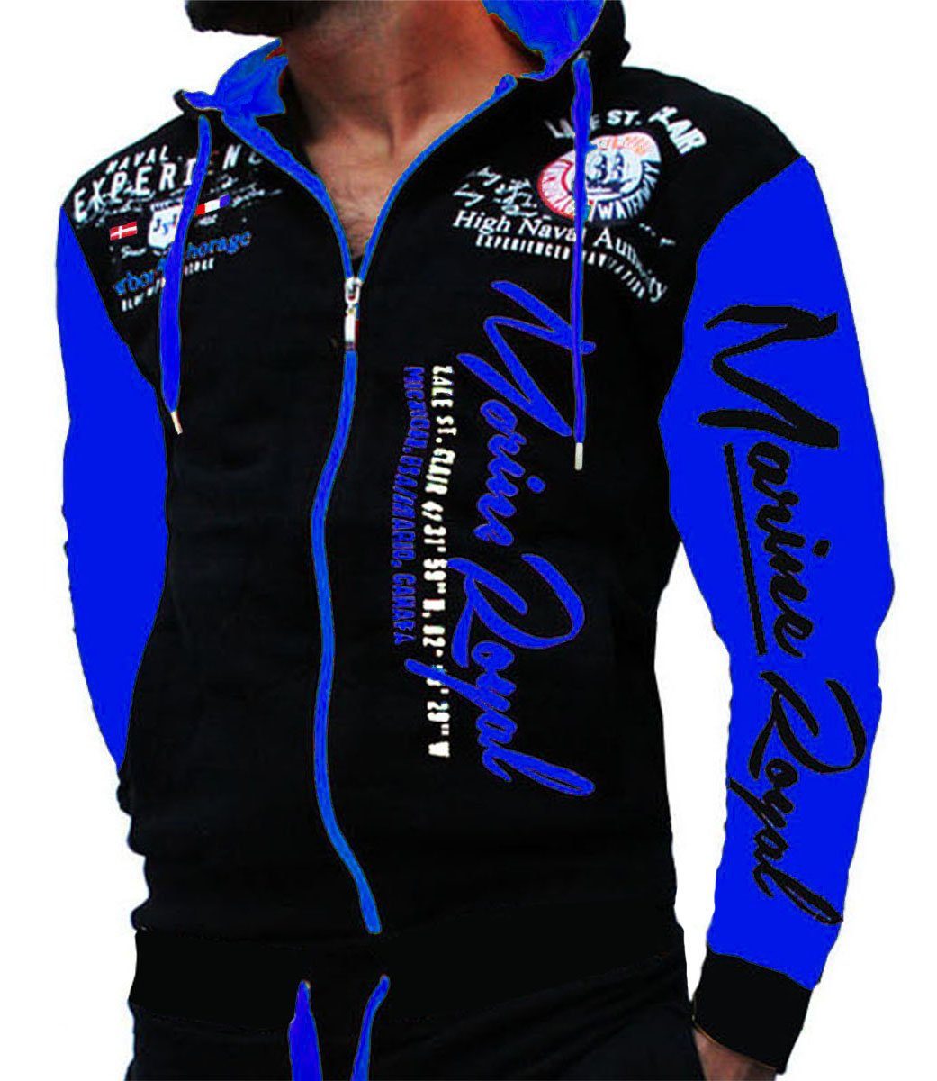 Jaylvis Collegejacke Herren Sweatjacke Sportjacke Joggingjacke mit lässiger Kapuze Marine Royal
