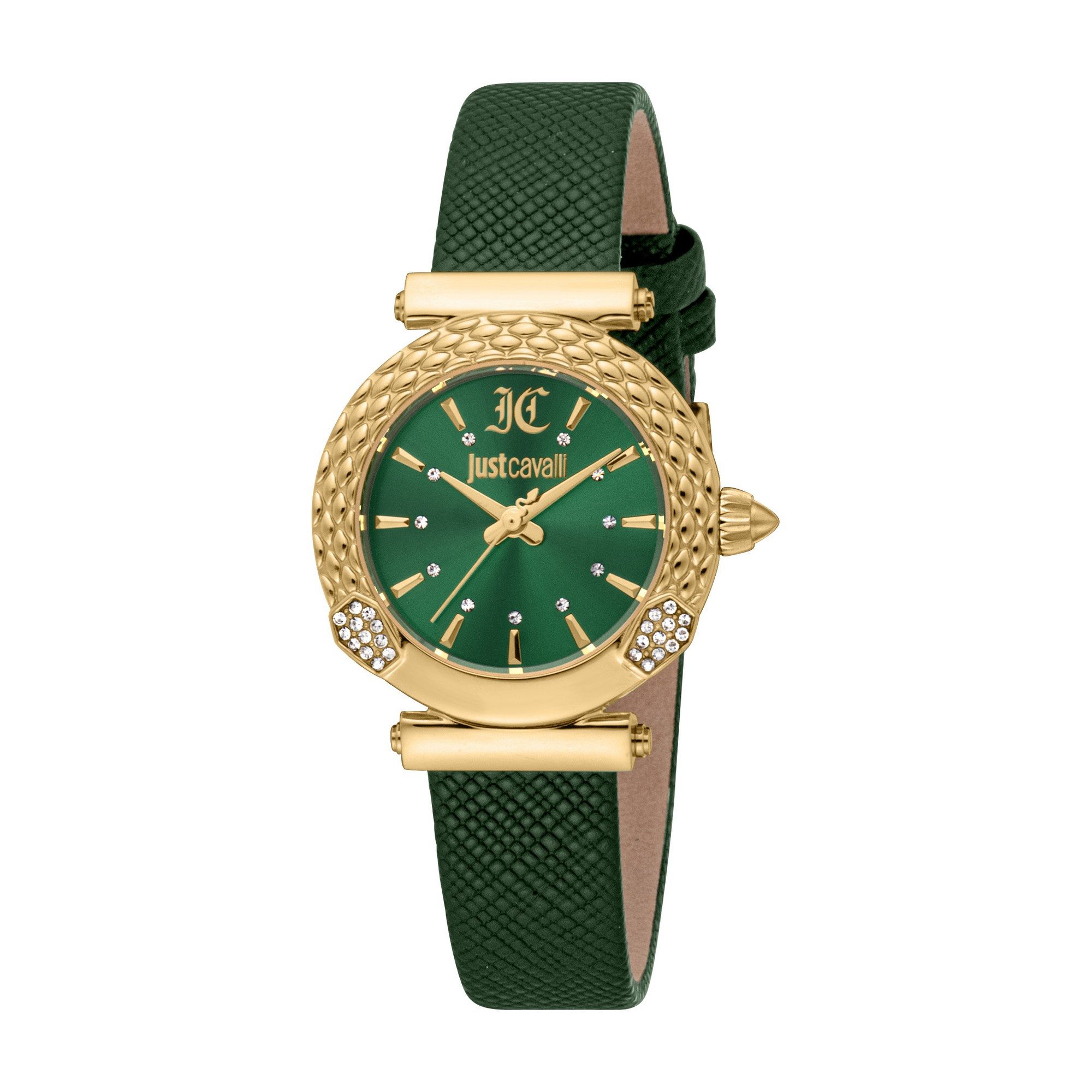 Just Cavalli Time Quarzuhr Mistero JC1L332L0325, Armbanduhr, Damenuhr, Lederarmband, analog, Kristallsteine