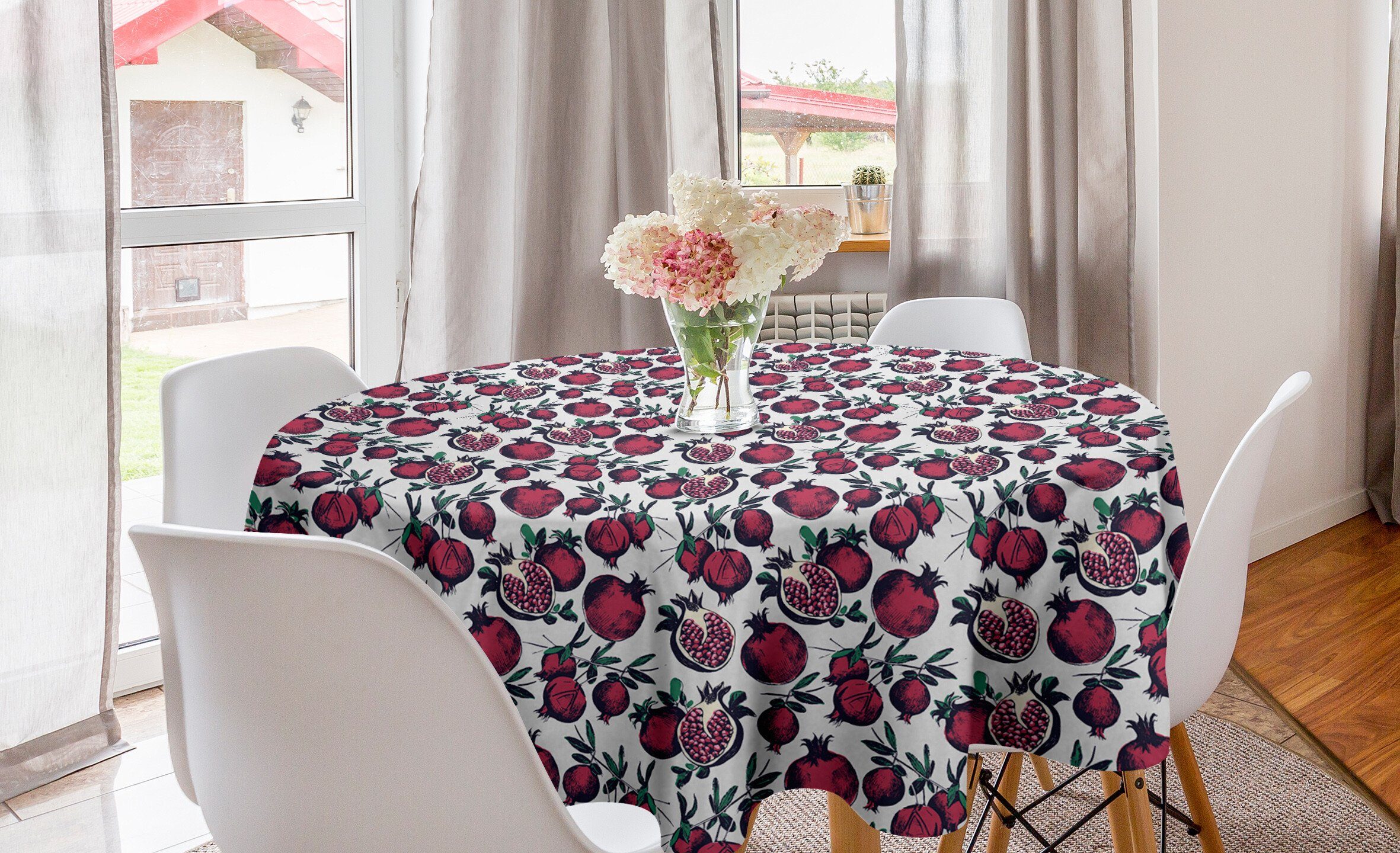 für Abakuhaus und Pomegranates Obst Esszimmer Küche ganze Tischdecke Abdeckung Dekoration, Kreis die Schnitt Tischdecke