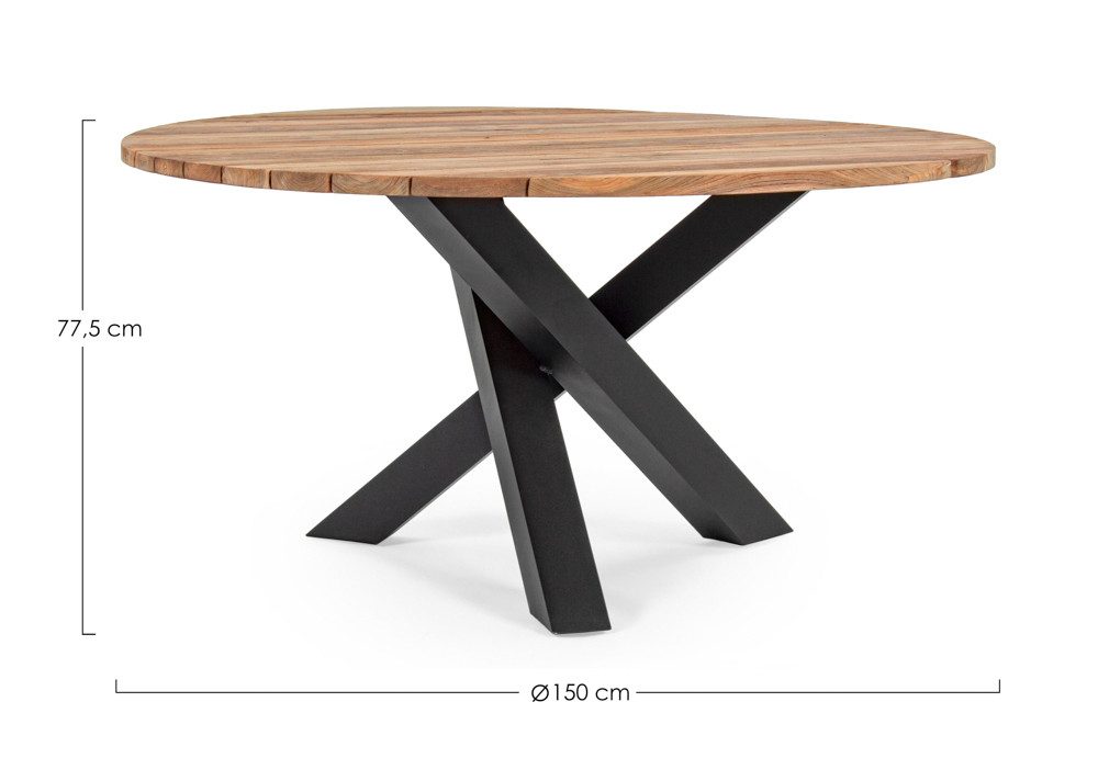 Bizzotto Gartentisch Bizzotto Brandon Tisch Teak/Aluminium Schwarz