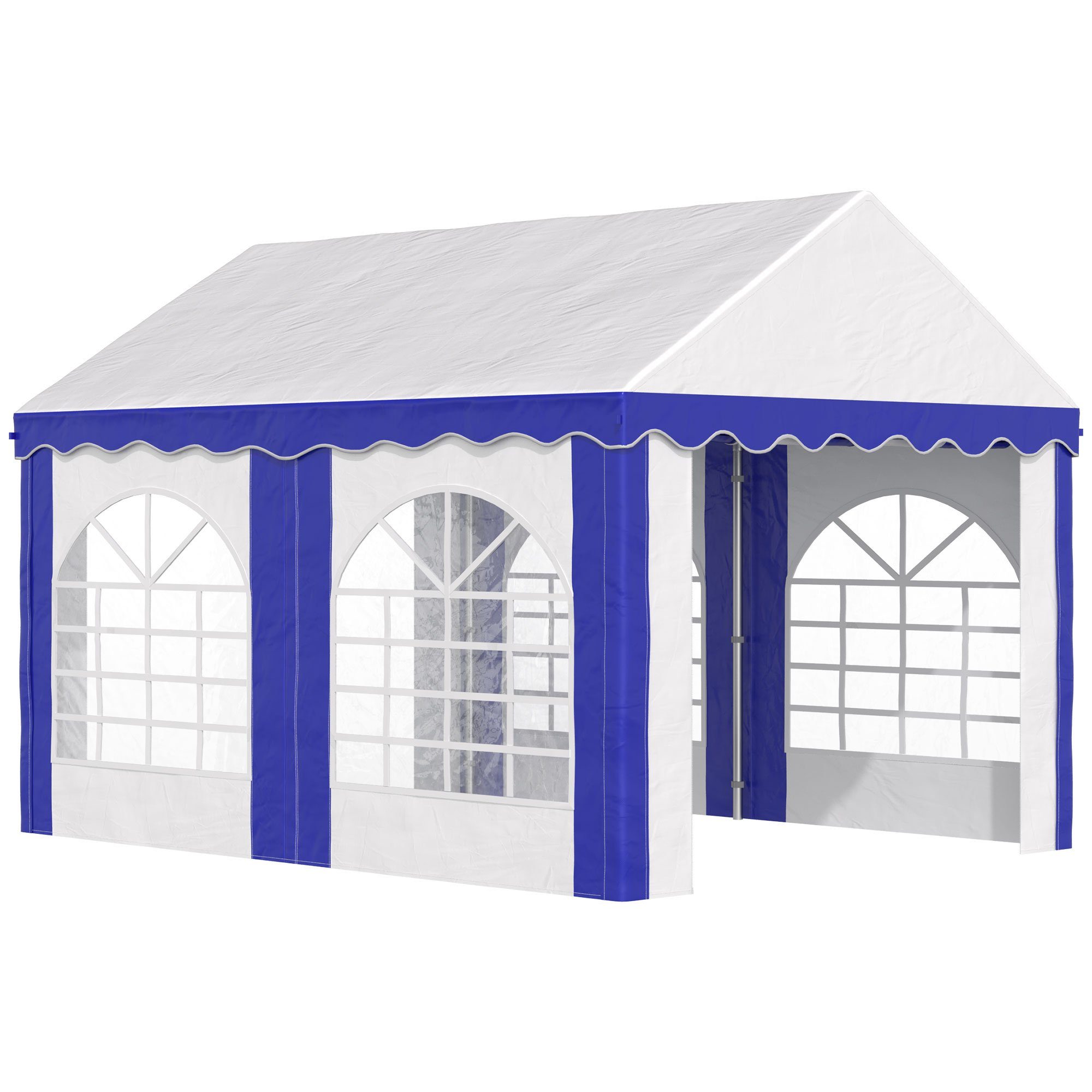 Outsunny Pavillon abnehmbare Seitenwände, Stahl+Kunststoff, mit 3