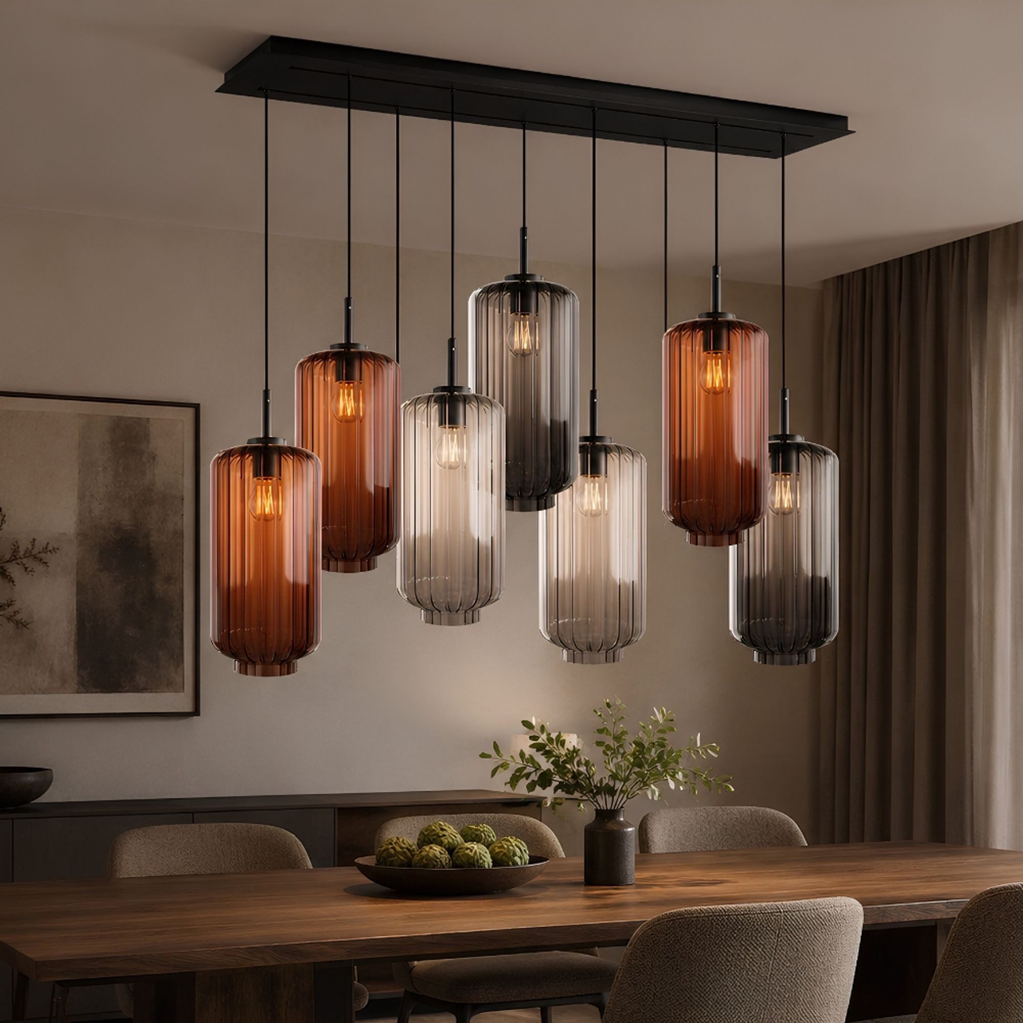 s.luce Pendelleuchte Velo Esstischleuchte 8-flg 160cm 2-reihig Ø 18cm Klar