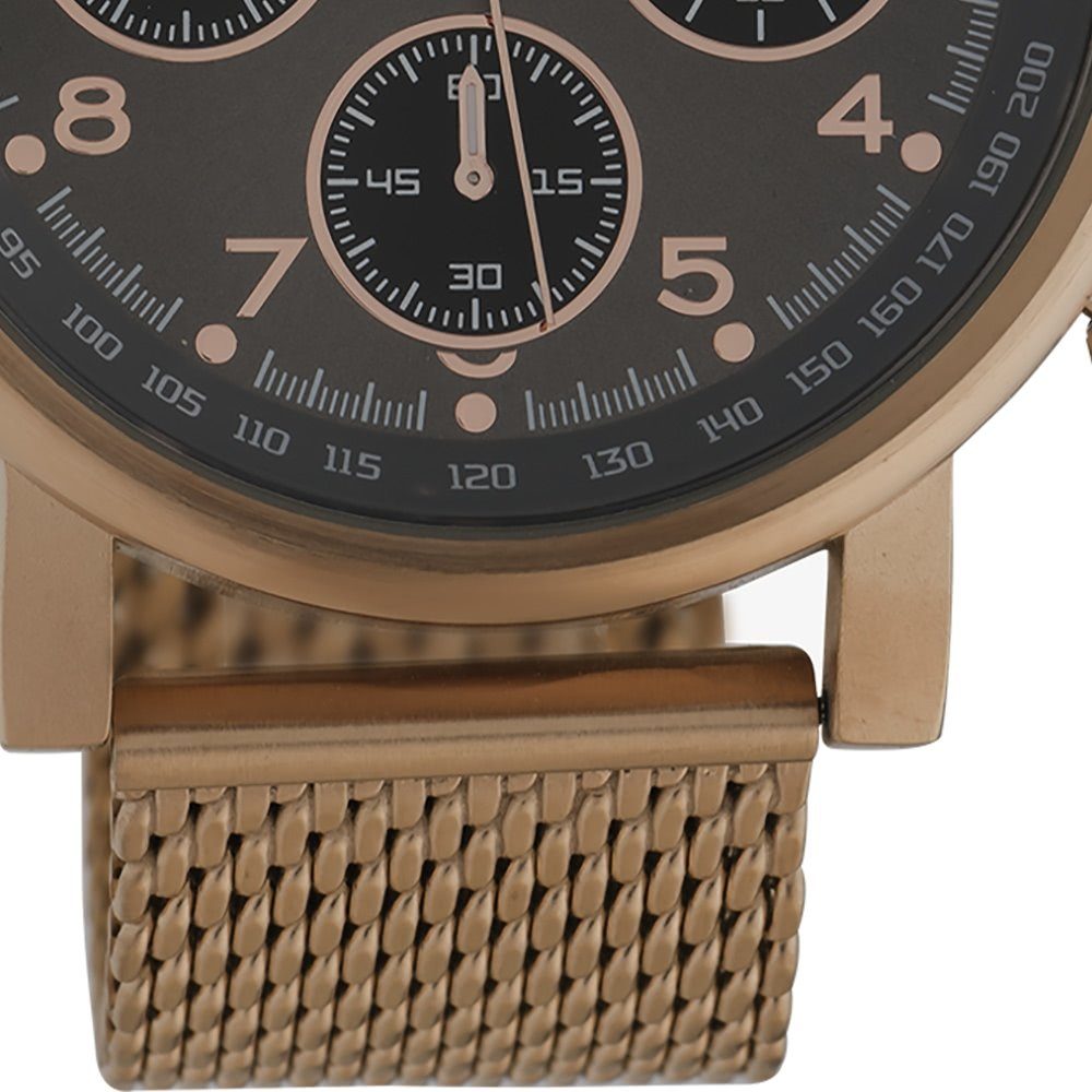 OOZOO Quarzuhr Oozoo Damen, Herren Armbanduhr bronze, (Analoguhr), Damen, Herrenuhr rund, groß (ca. 45mm) Edelstahlarmband, Elegant-Style