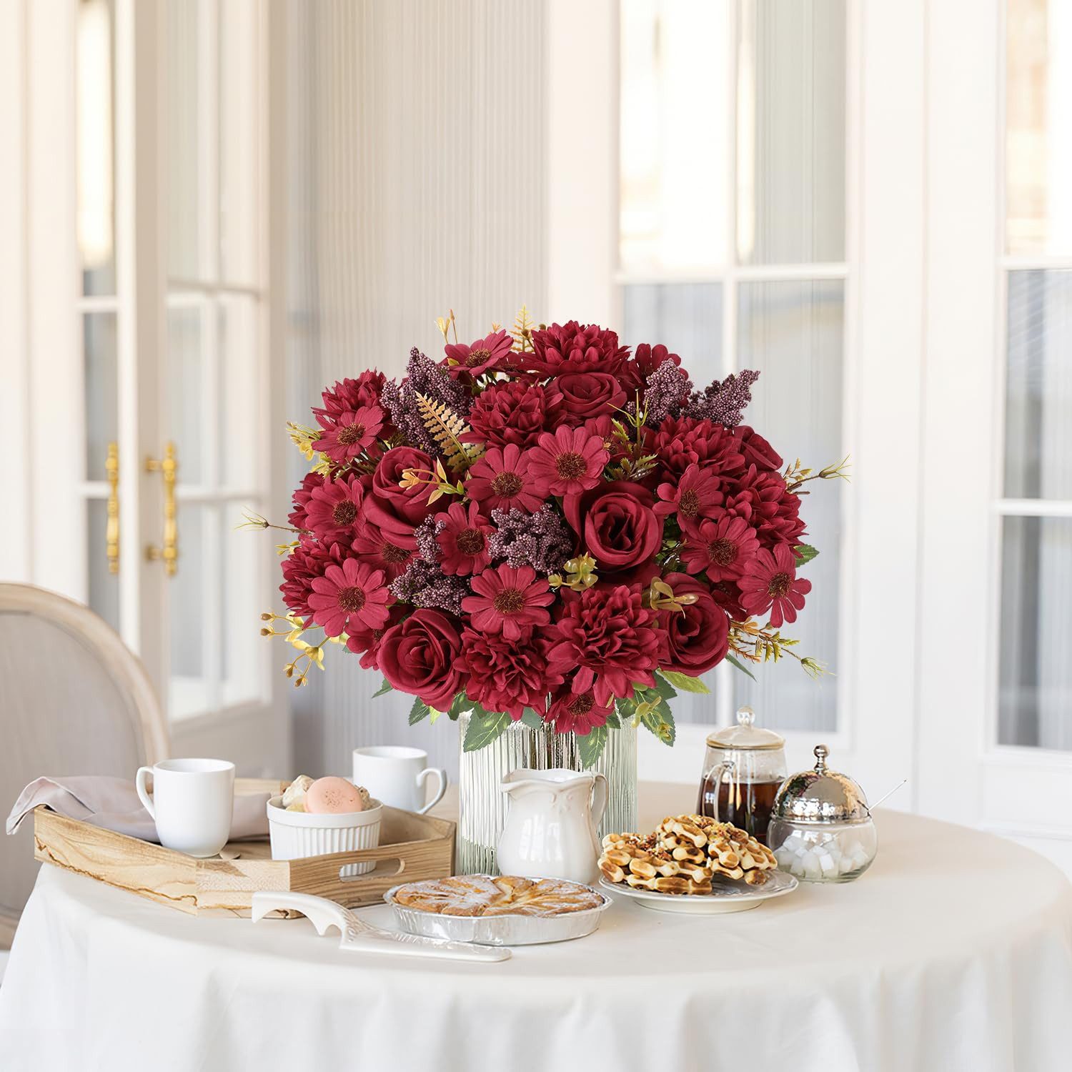 Kunstpflanze Künstliche Blumen, 2 Bündel Seidenblumensträuße Blumensträuße Hochzeit, Bomiclss, Tisch Dekoration Blumenarrangement Hause Küche Dekor – Bild 2 von 5