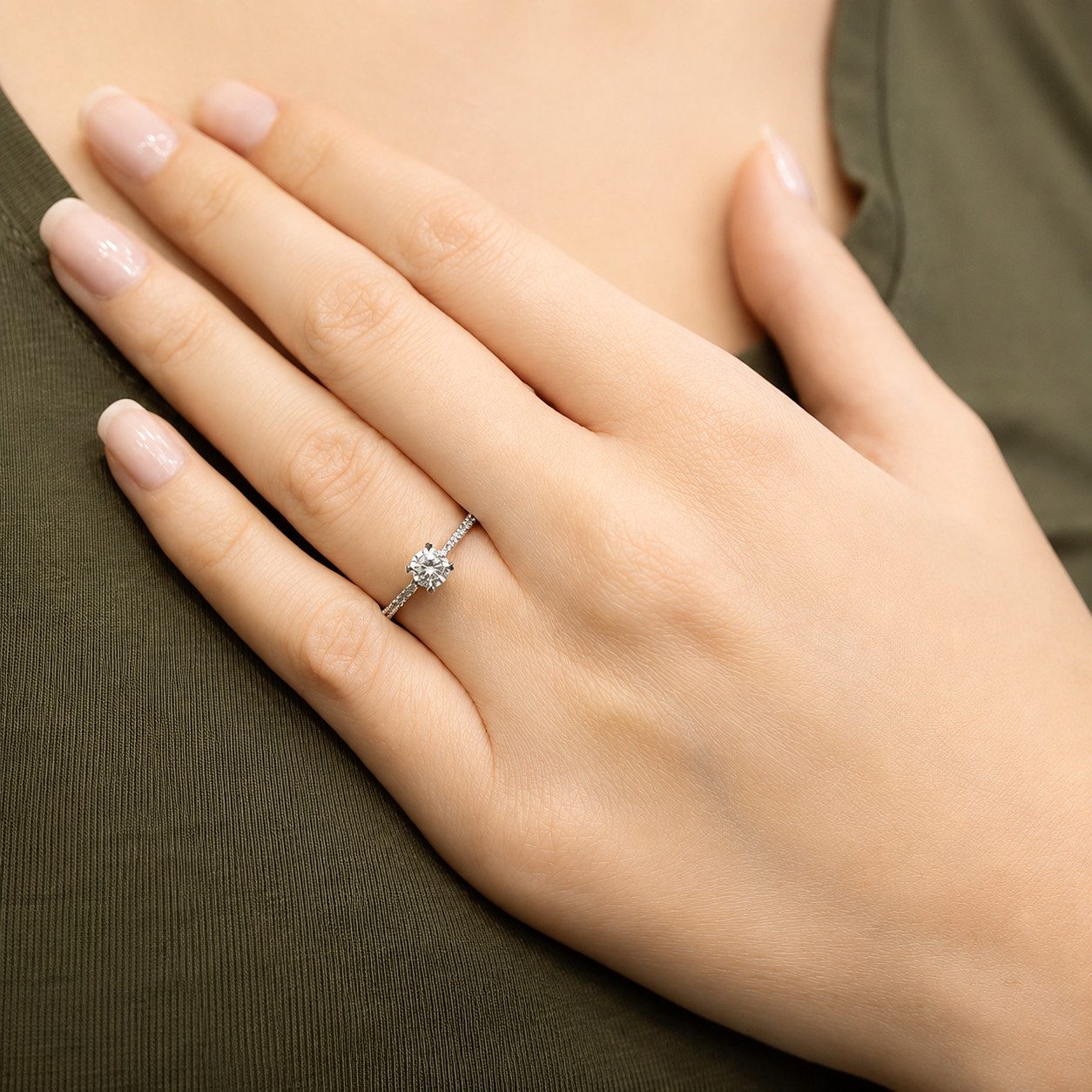 EinStein Diamant Diamantring 0,50 Carat Diamant Solitär Ring Antragsring 14 Karat Weißgold