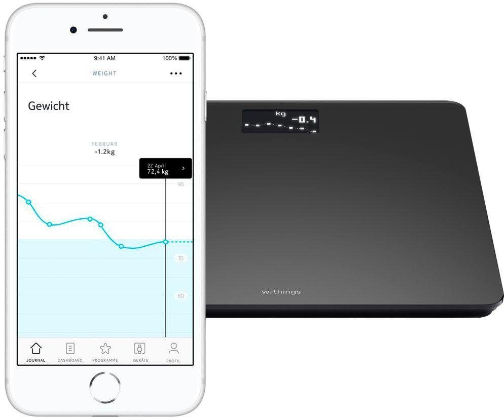 Withings Körper-Analyse-Waage Body, für bis zu 8 Benutzer, WLAN-Smart-Waage mit BMI-Funktion