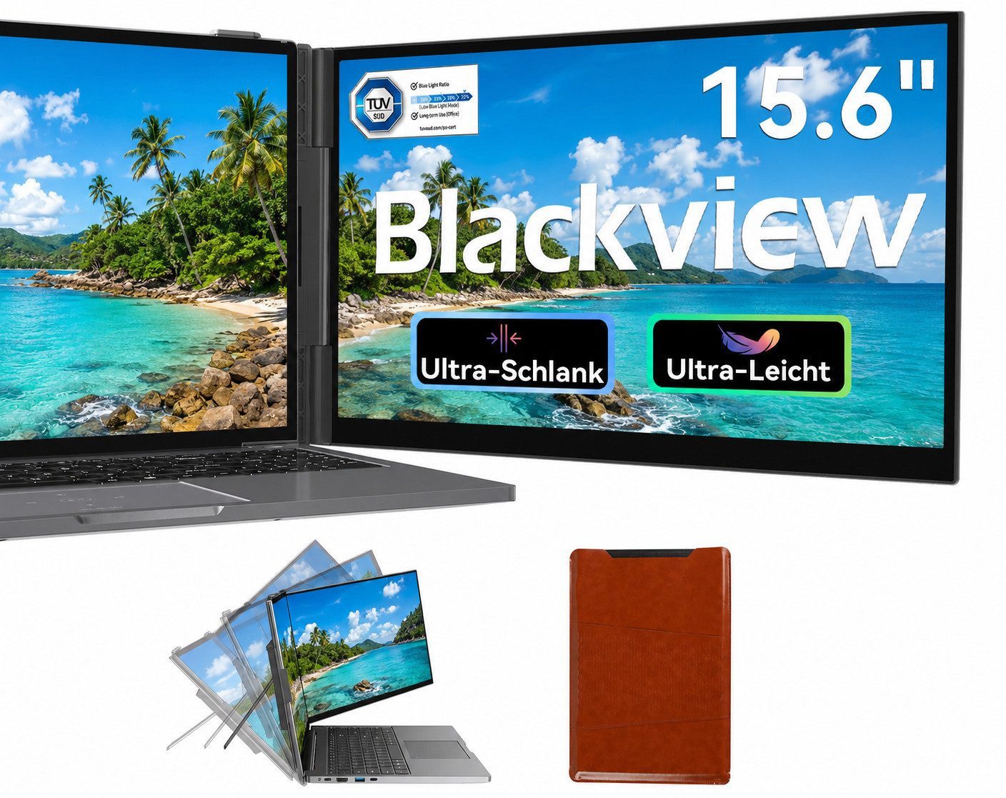 blackview Laptop Bildschirm Erweiterung 2026, 1920x1200, Portabler Monitor für Notebook (15.6", 800g, 14-17,3 Zoll & …