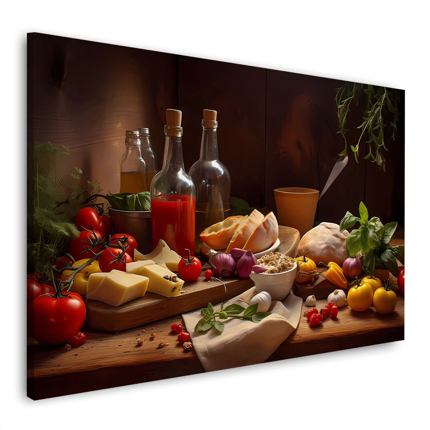 Artedinoi Leinwandbild Mediterrane Zutaten Stillleben Wandbild Leinwandbild Kunstdruck XL Wan, Mediterrane Zutaten, Stillleben