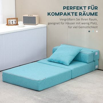 HOMCOM Sessel Einzelsofa mit Kissen, Klappsessel, 2-in-1 Design (Schlafsessel, 1-St., Bettsessel), bis 100 kg Belastbar, Blau