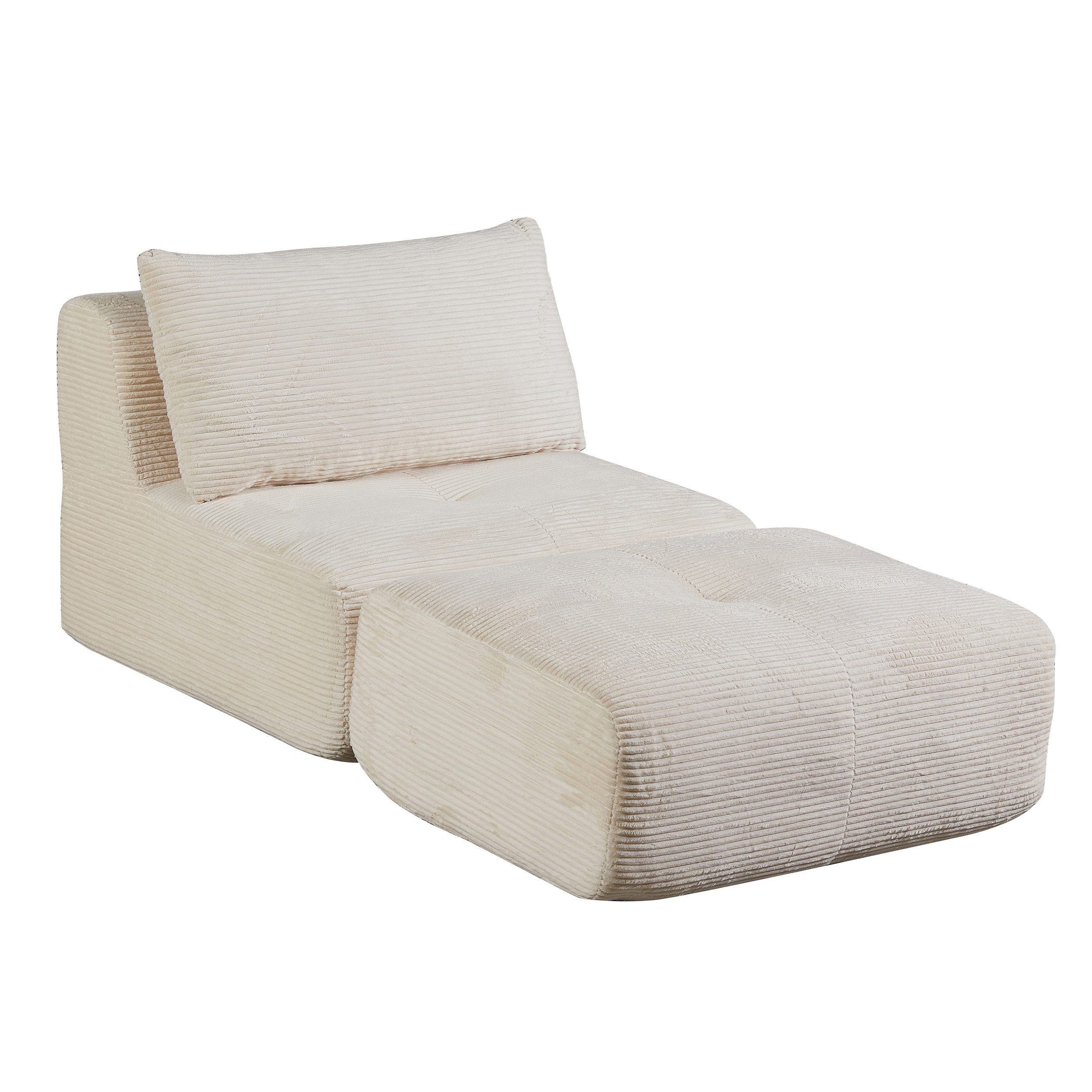 Orvane Ecksofa 1 Sitzer Sofa Mit Fußhocker, abnehmbaren Rückenlehne und Sitzkissen