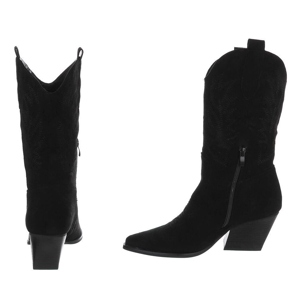 Ital-Design Stylische Stiefeletten mit filigranem Design und Komfort Westernstiefel (91409521) Blockabsatz Stiefel in Schwarz – Bild 5 von 5