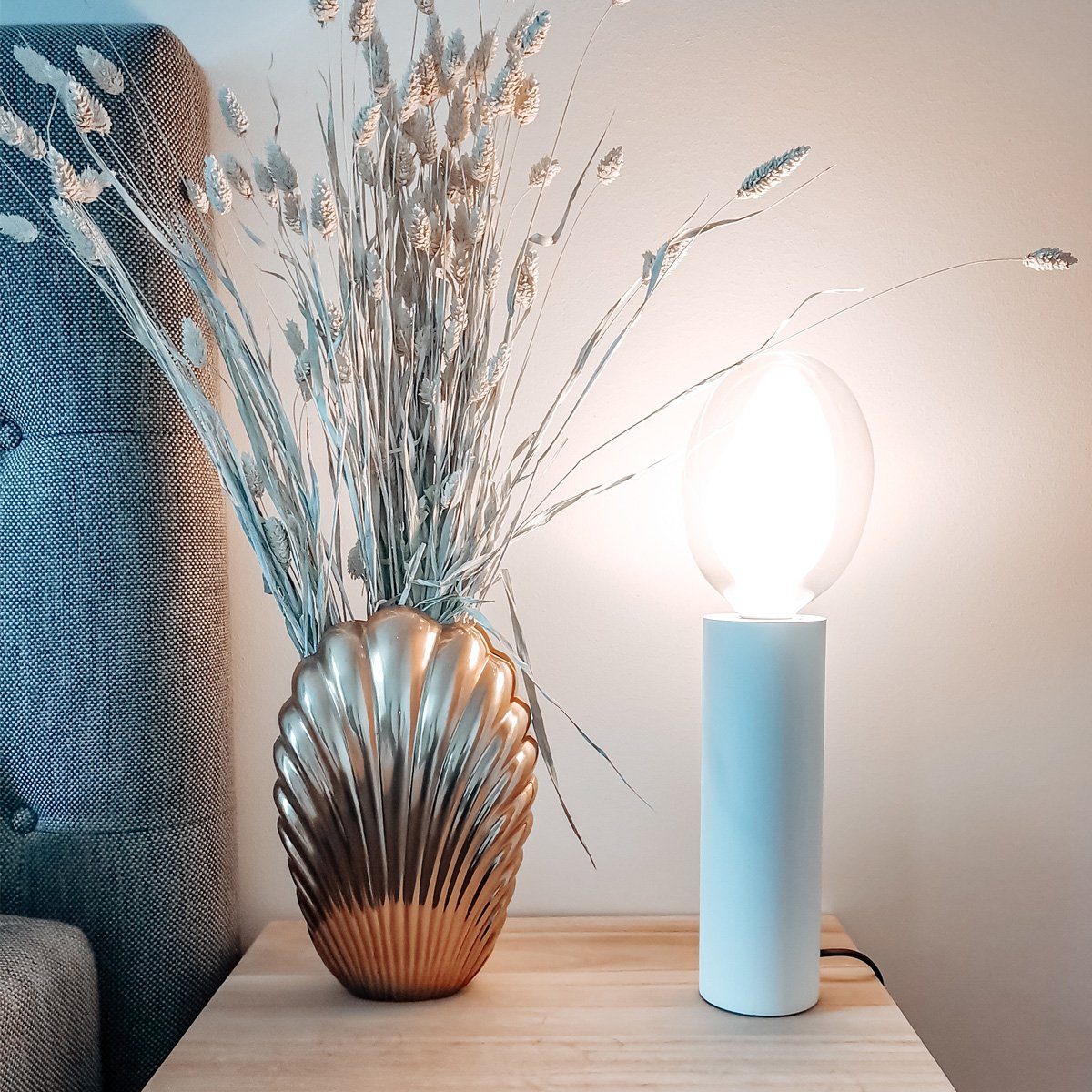 STAR TRADING Tischleuchte Lampenhalterung Tischleuchte E27 Fassung 25cm stehend Schalter Holz