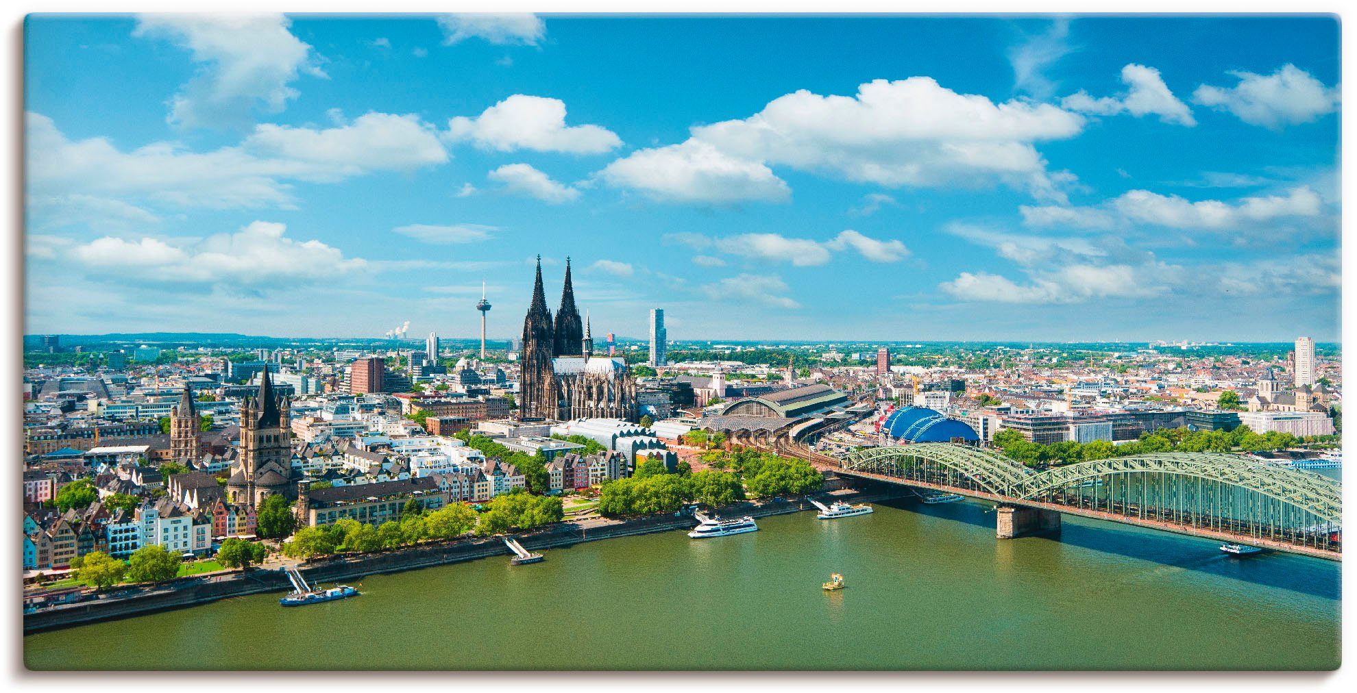 Artland Wandbild Köln Rheinpanorama, Größen oder Alubild, (1 versch. St), Wandaufkleber Poster als Leinwandbild, in Deutschland