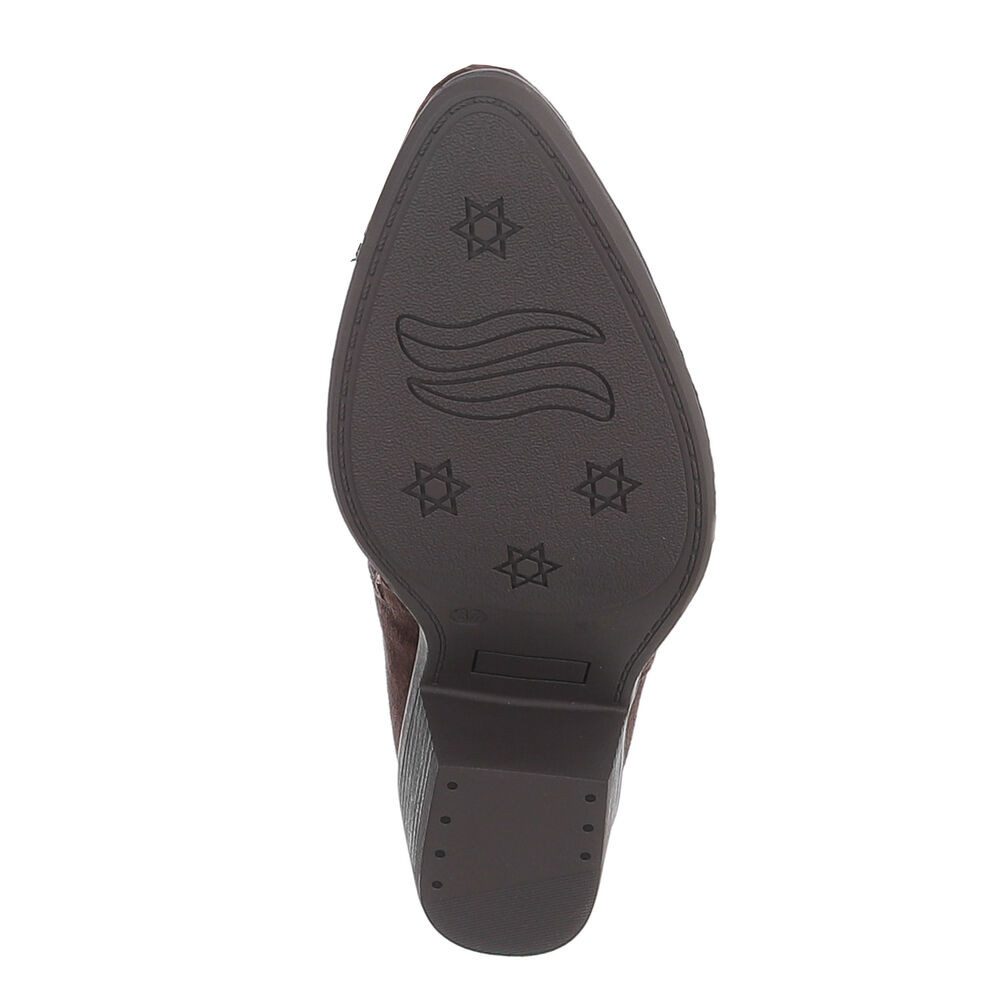 Ital-Design Damen Kniehoher Stiefel mit Blockabsatz, elegant Stiefel (92002444) Blockabsatz Stiefel in Braun