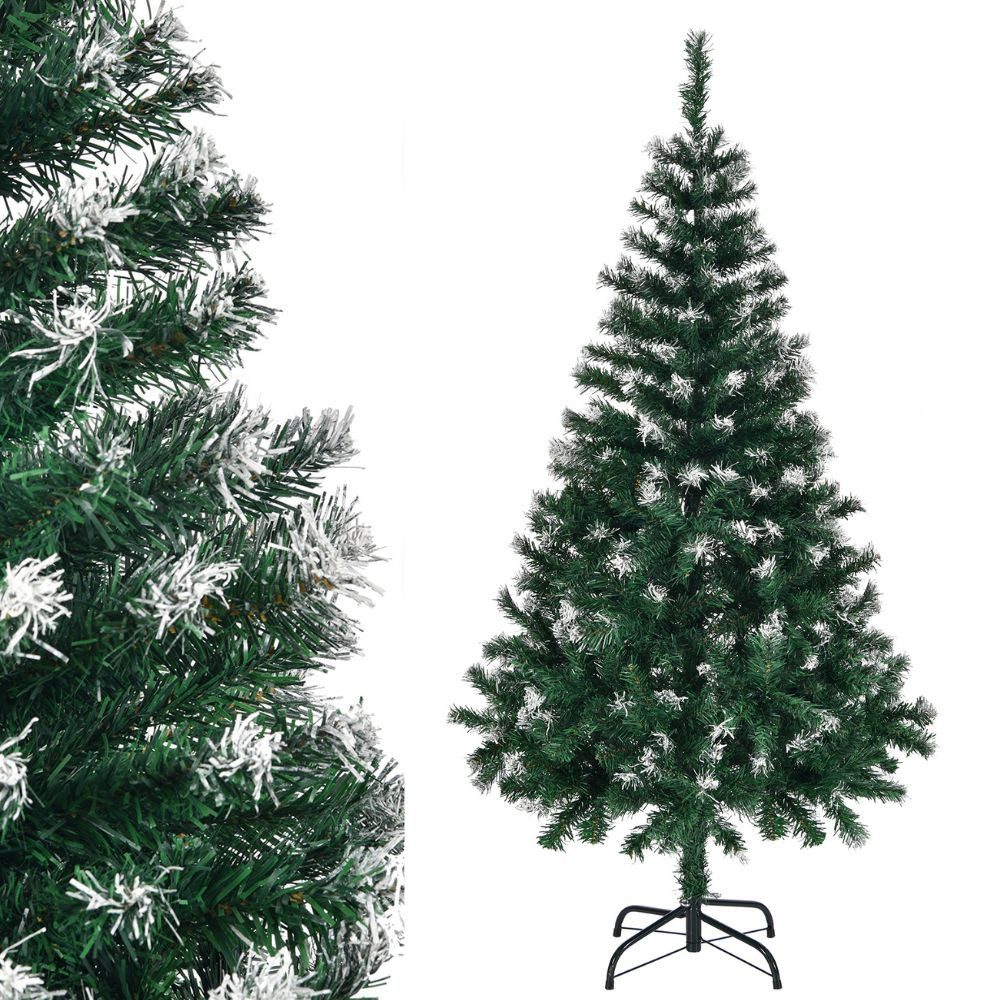 FCH Künstlicher Weihnachtsbaum, Tannen, 120cm Christbaum mit 300 Spitzen PVC mit Deko Schnee