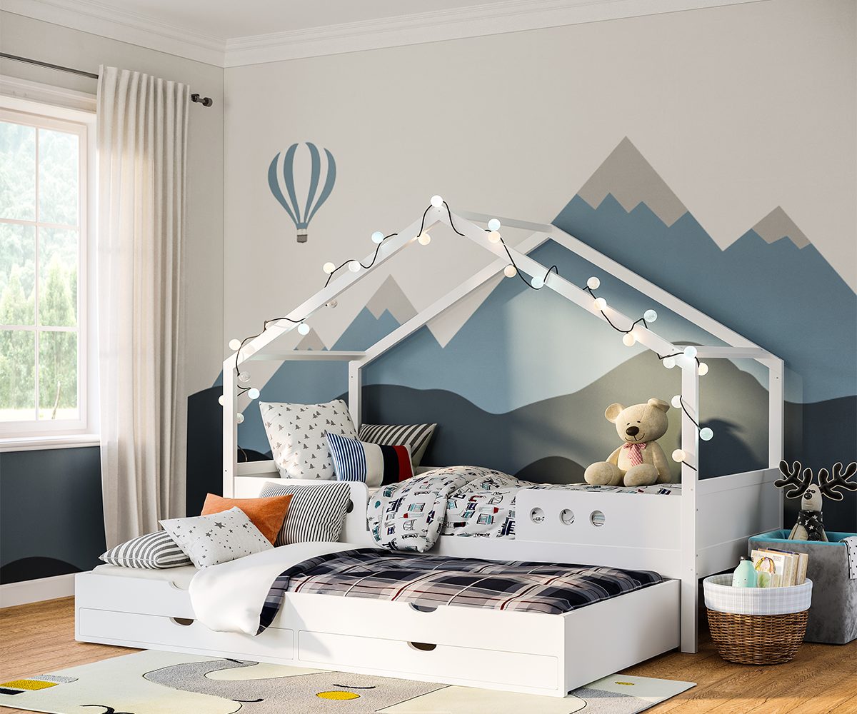 Bellabino Hausbett Bela (Kinderbett 90x200 cm, mit Gästebett 90x190 cm und günstig online kaufen