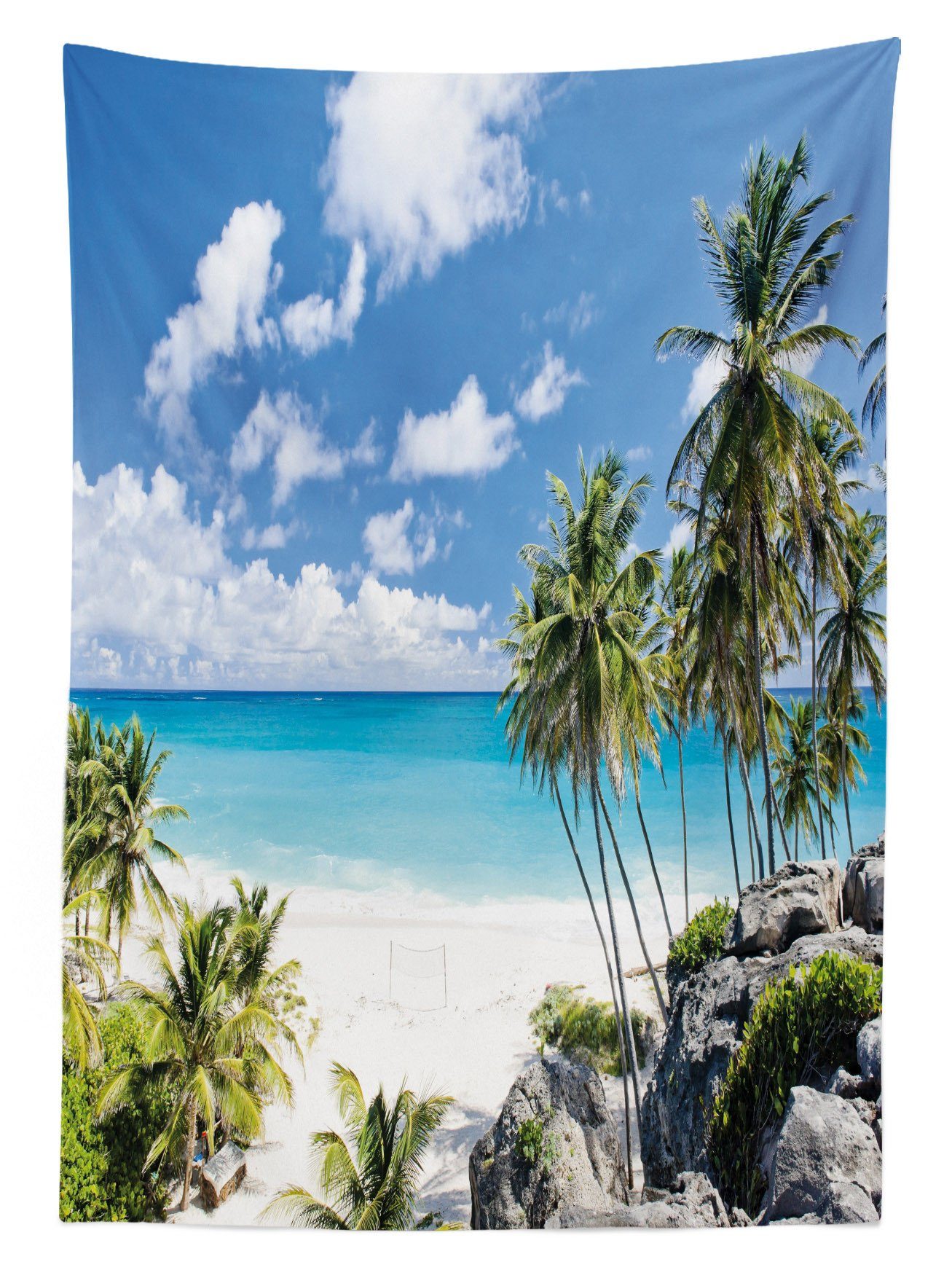 Barbados Außen Bereich Waschbar Farben, Für Klare geeignet Tischdecke Beach Abakuhaus Ocean Farbfest den Tropisch