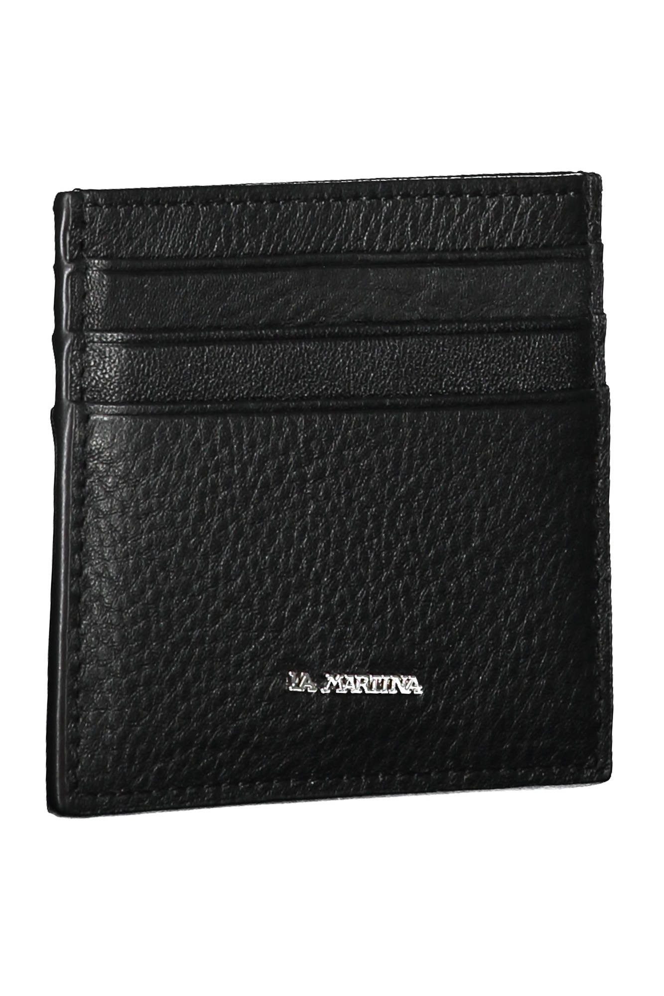 La Martina Geldbörse, Elegantes Herrenportemonnaie in Schwarz mit zentralem Fach und Logo