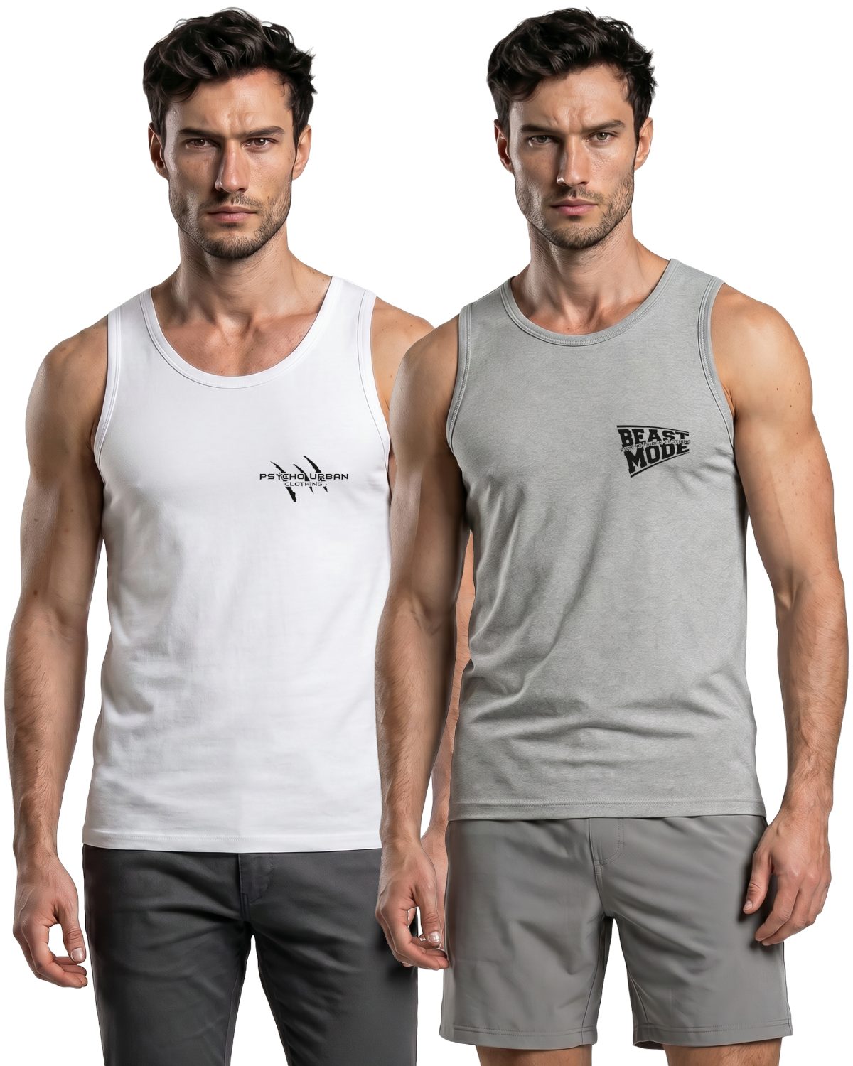 Psycho Urban Tanktop (Spar-Set, 2er Pack) mit Printaufdruck aus Baumwolle