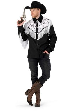 Funny Fashion Kostüm Cowboy Hemd 'Country Man', Schwarz Weiß - Herren