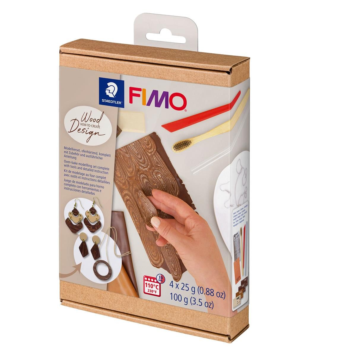 STAEDTLER Modelliermasse STAEDTLER FIMO Modeliermasse Holzeffect - Ofenhärtend - 9 Teiliges Set