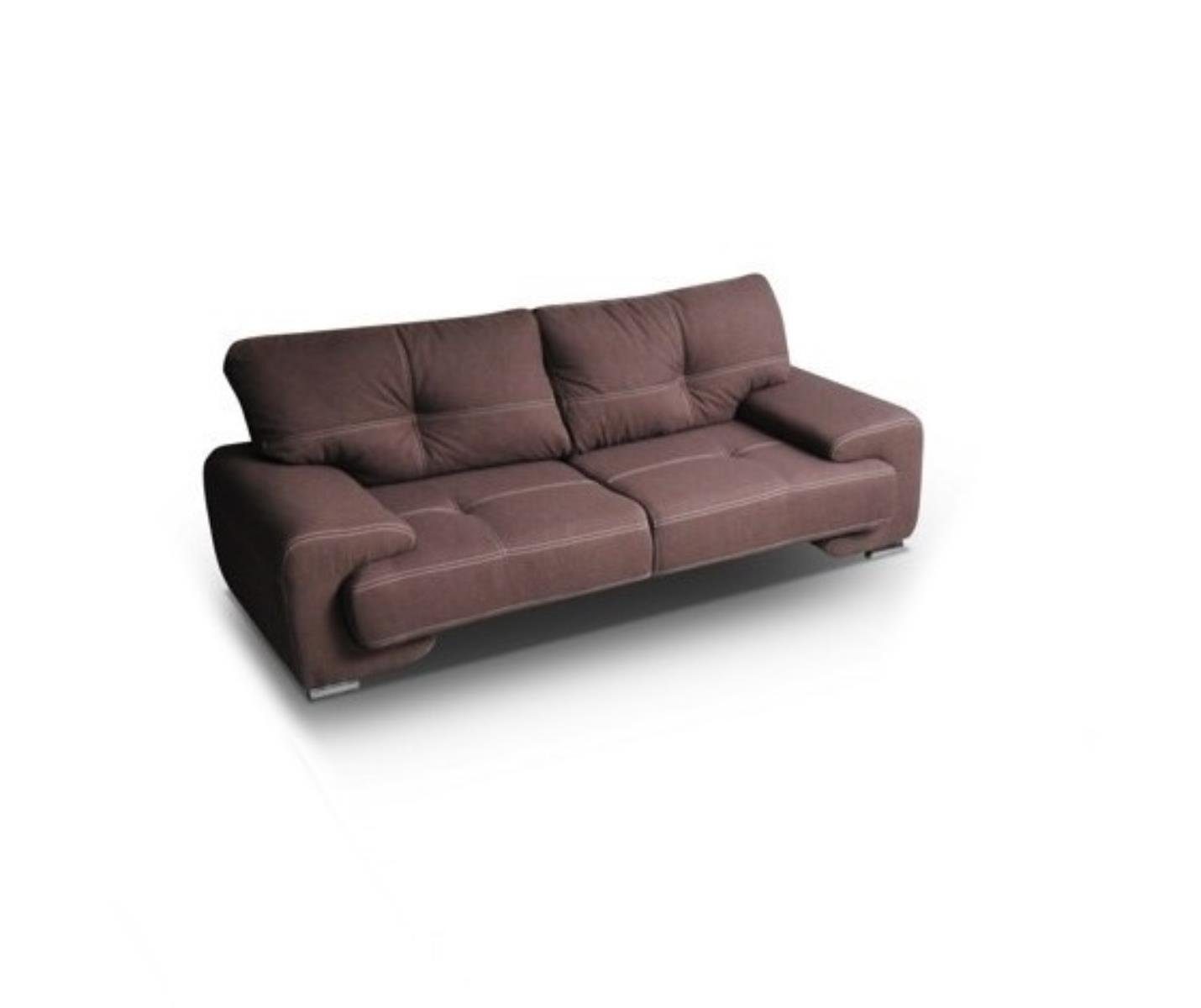 bequemer (Sessel sofa, 230 + Braun Sitz, / + inklusive cm), Zweisitzer Wellenunterfederung, / Couchgarnitur 190 Beautysofa Polstergarnitur Chrombeine NEMO, 135