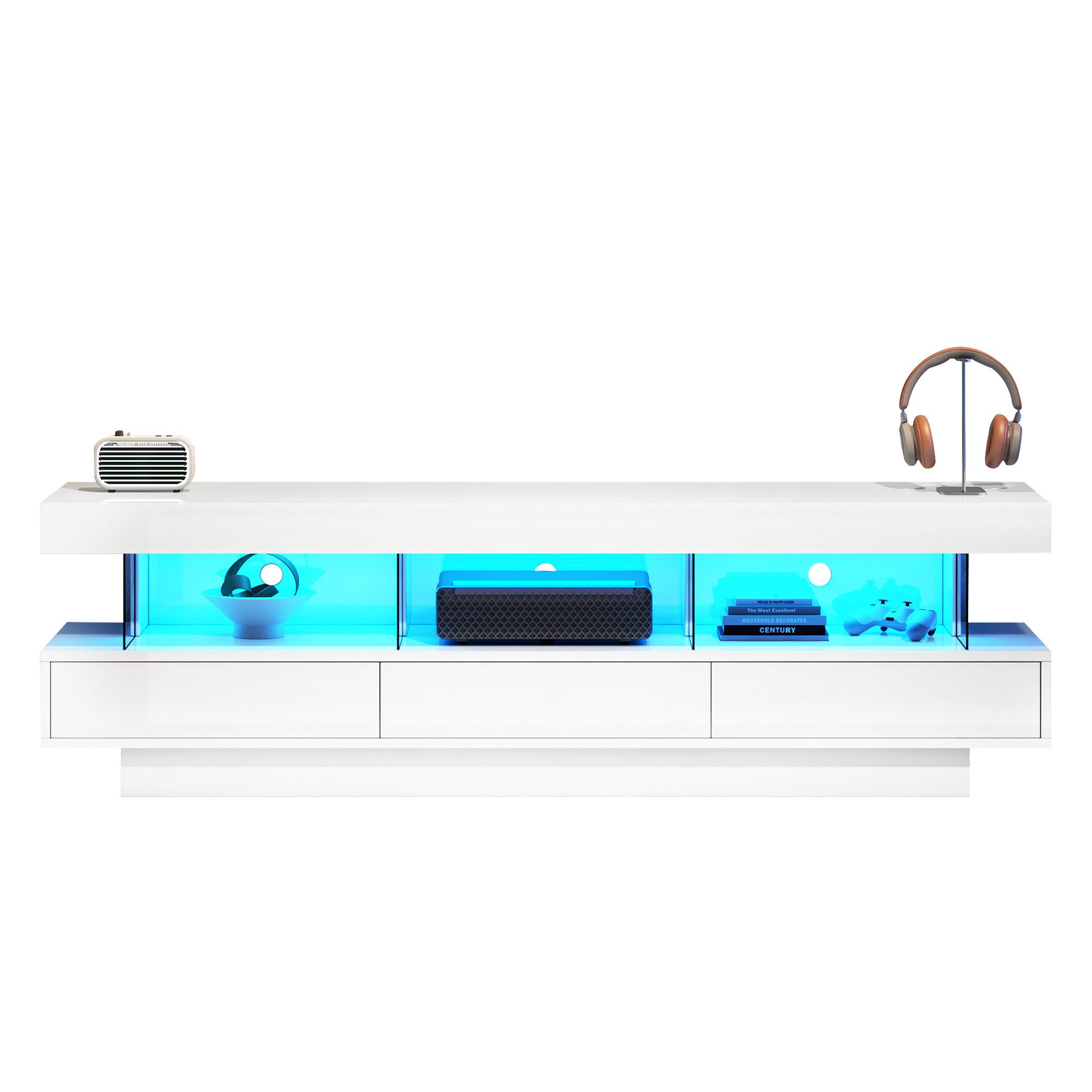 Merax TV-Schrank mit Schubladen und offenen Fächern Lowboard hochglänzend, günstig online kaufen