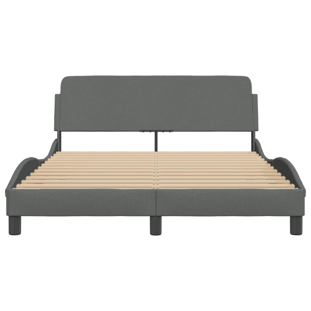 vidaXL Bettgestell 140 x 200 cm Bettgestell Dunkelgrau 140x200 cm mit Kopfteil aus Stoff – Bild 4 von 5