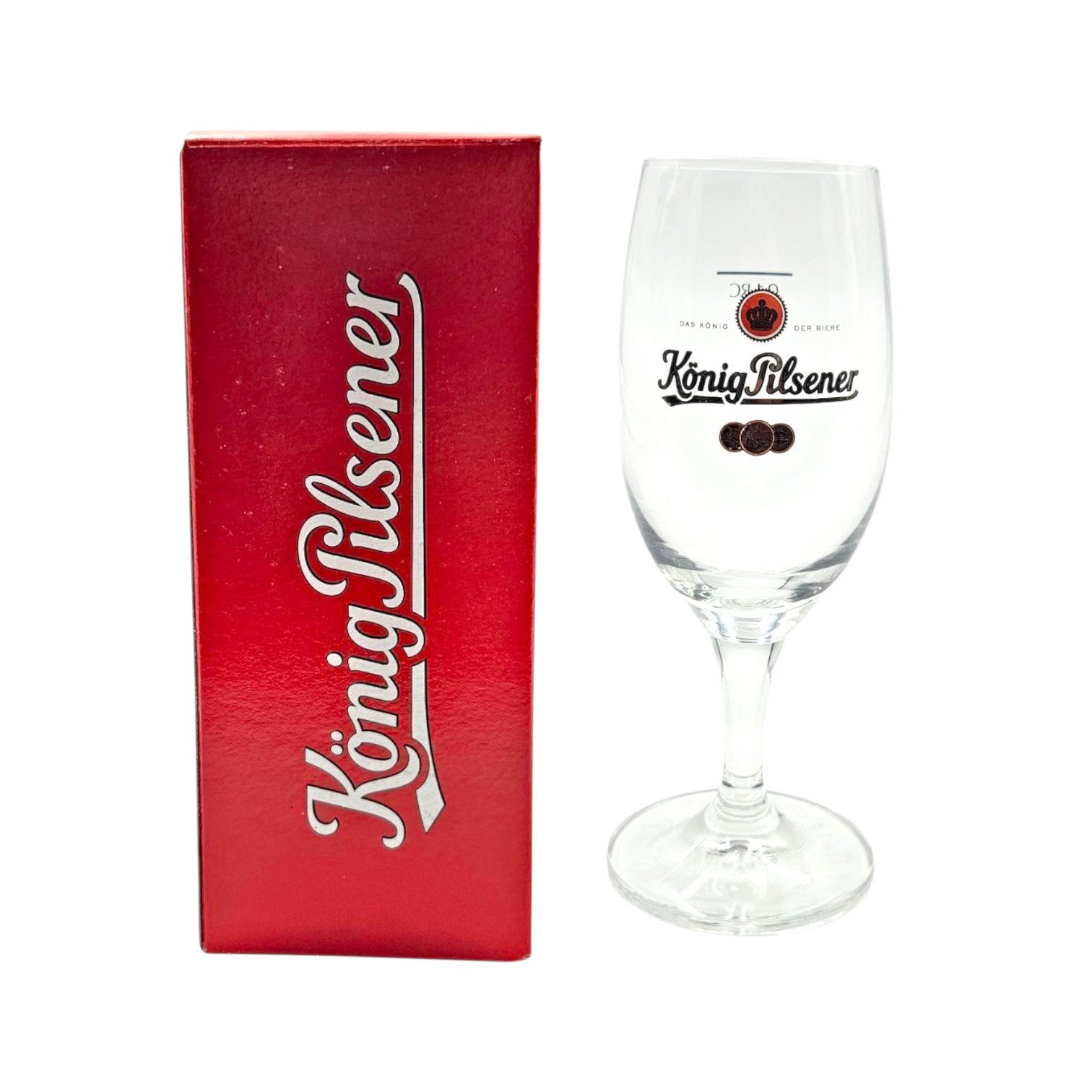 König Pilsener Bierglas Pokal 0,1l geeicht – Original Glas im Geschenkkarton, 1-tlg., Kompakter Bierpokal-ideale Geschenkidee