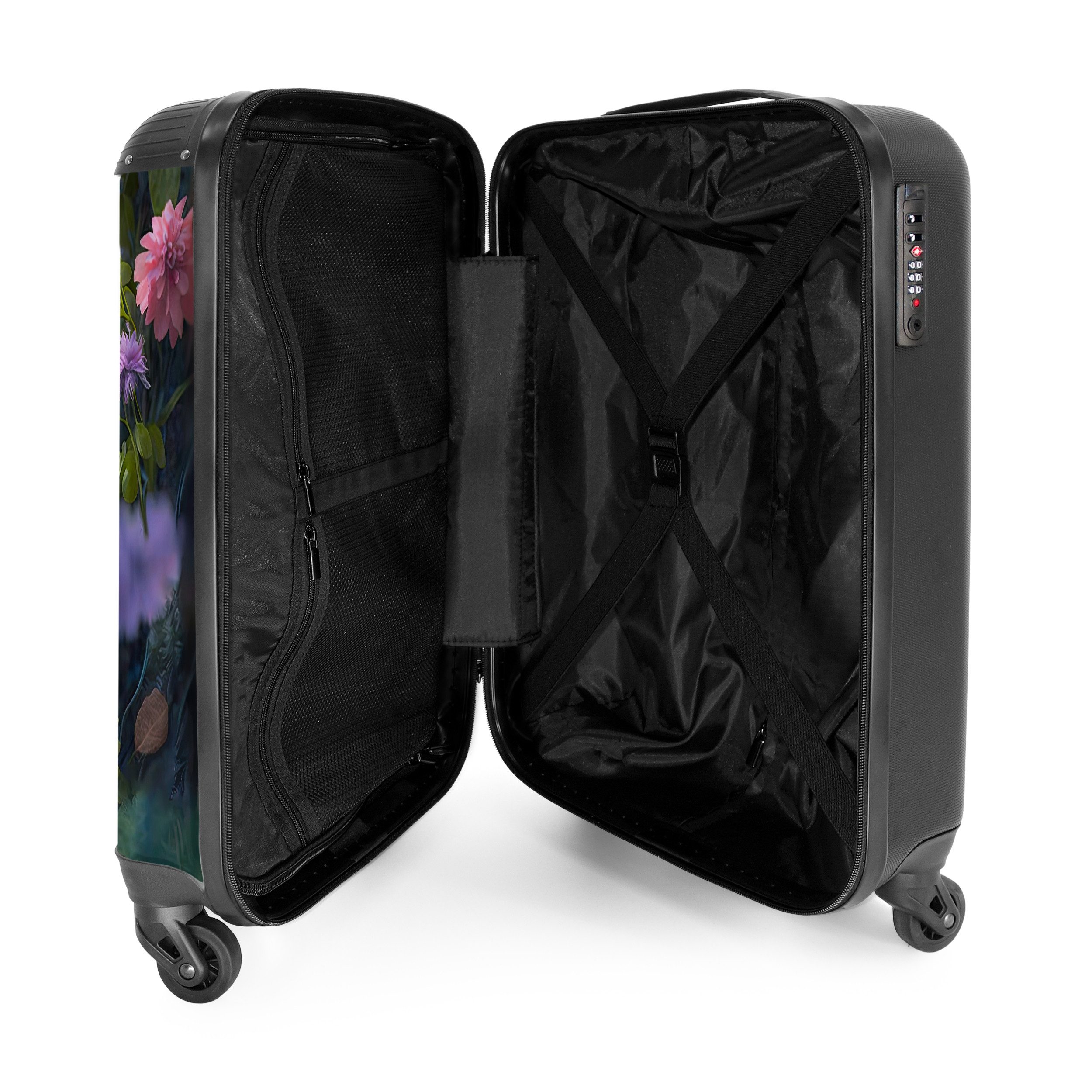 NoBoringSuitcases.com© Kinderkoffer Kätzchen - Blumen - Wald - Illustration - Katze 55x35x20cm, Reisetasche mit Rollen, Koffer Handgepäck Flugzeug – Bild 4 von 5