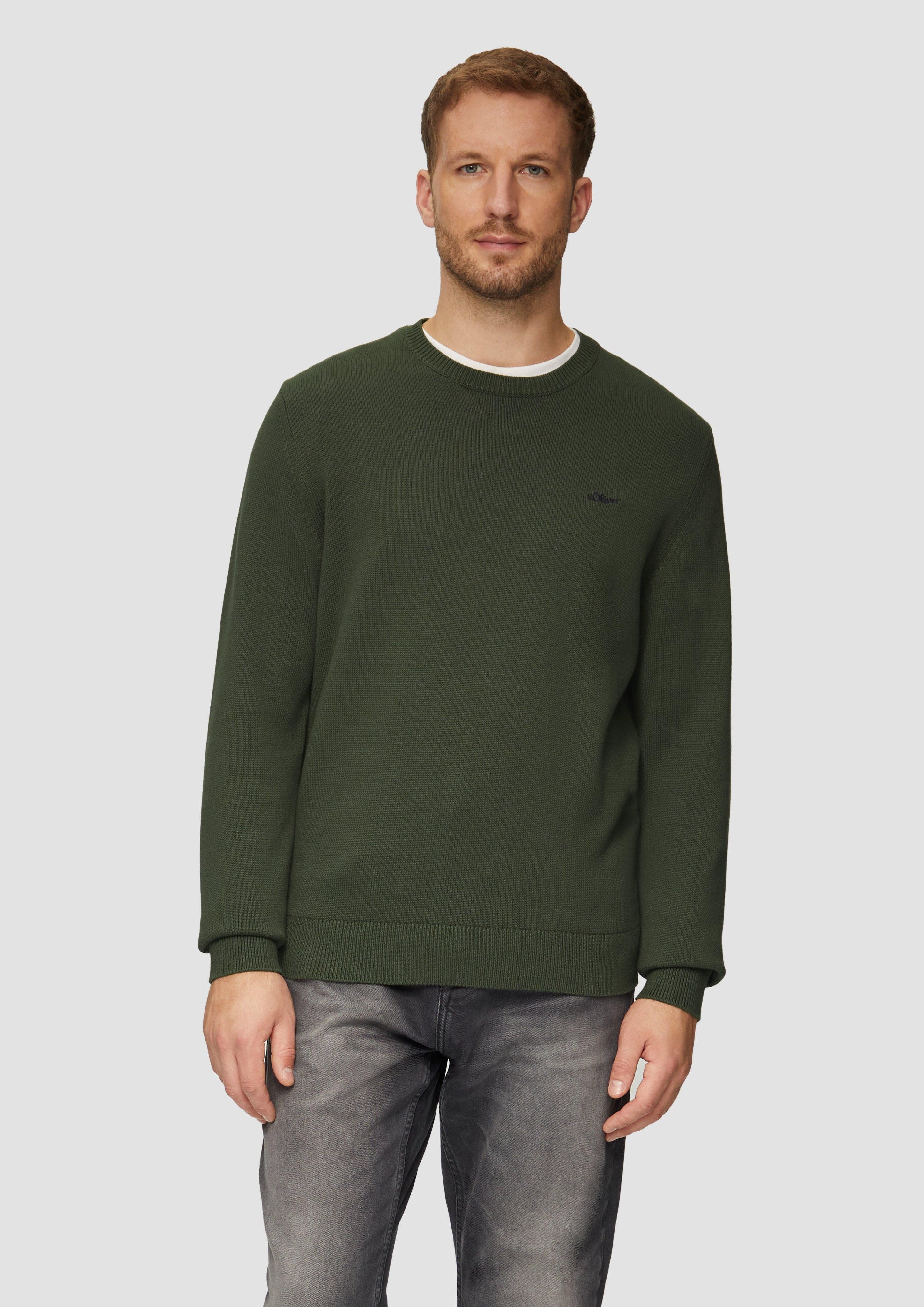 s.Oliver Strickpullover Wärmender Baumwollpullover mit Logo-Stickerei günstig online kaufen