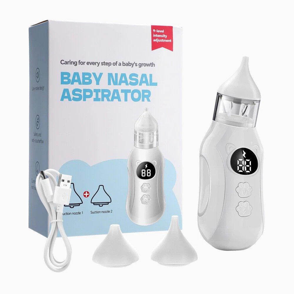 Vivitar Nasensauger für Babys, Neugeborene und Kleinkinder, 9 Saugstufen, tragbarer Nasensauger für zu Hause und unterwegs 1-tlg., LCD-Display, leiser, hygienischer Nasensauger mit Anti-Reflux-System, 65 kPa, wiederaufladbarer Nasensauger mit 2 weichen Silikonaufsätzen