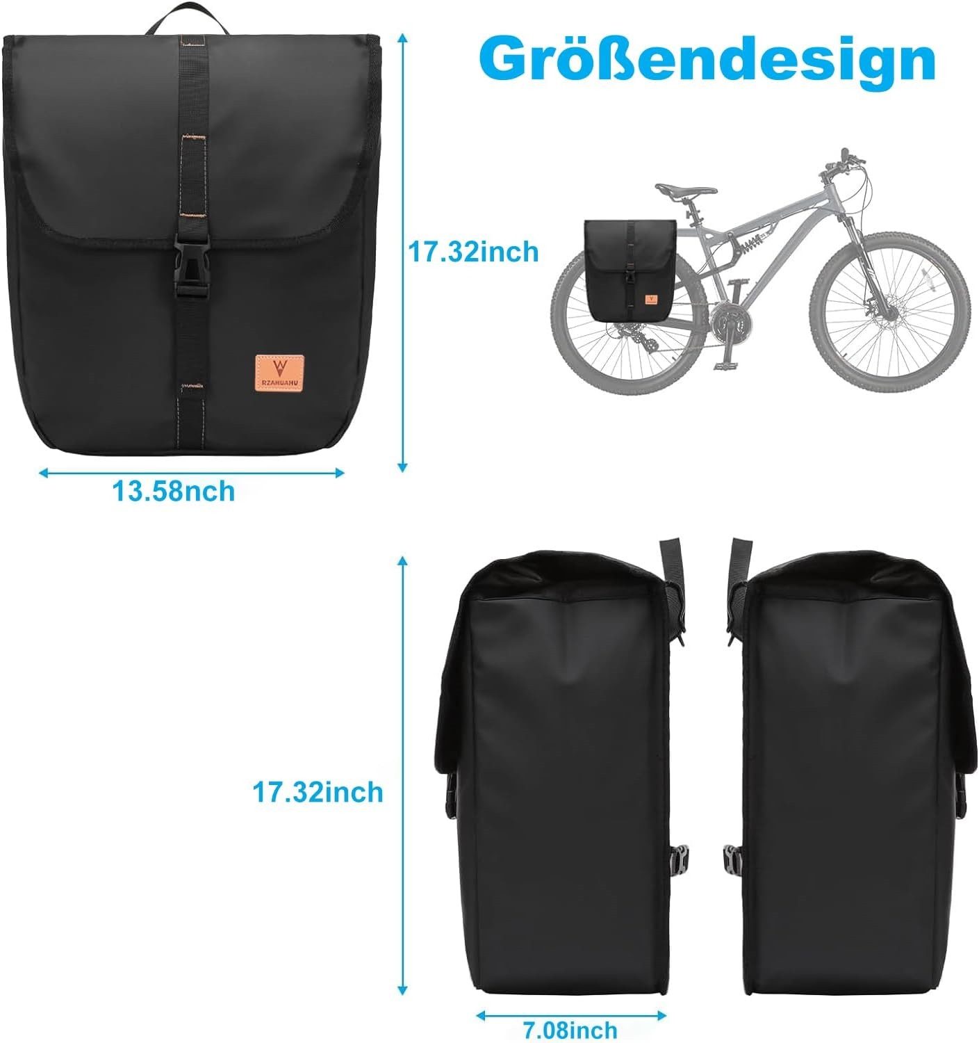 inschimmer Fahrradtasche 2 in 1 Fahrradtasche 27L Gepäckträgertasche Wasserdicht Tragetasche